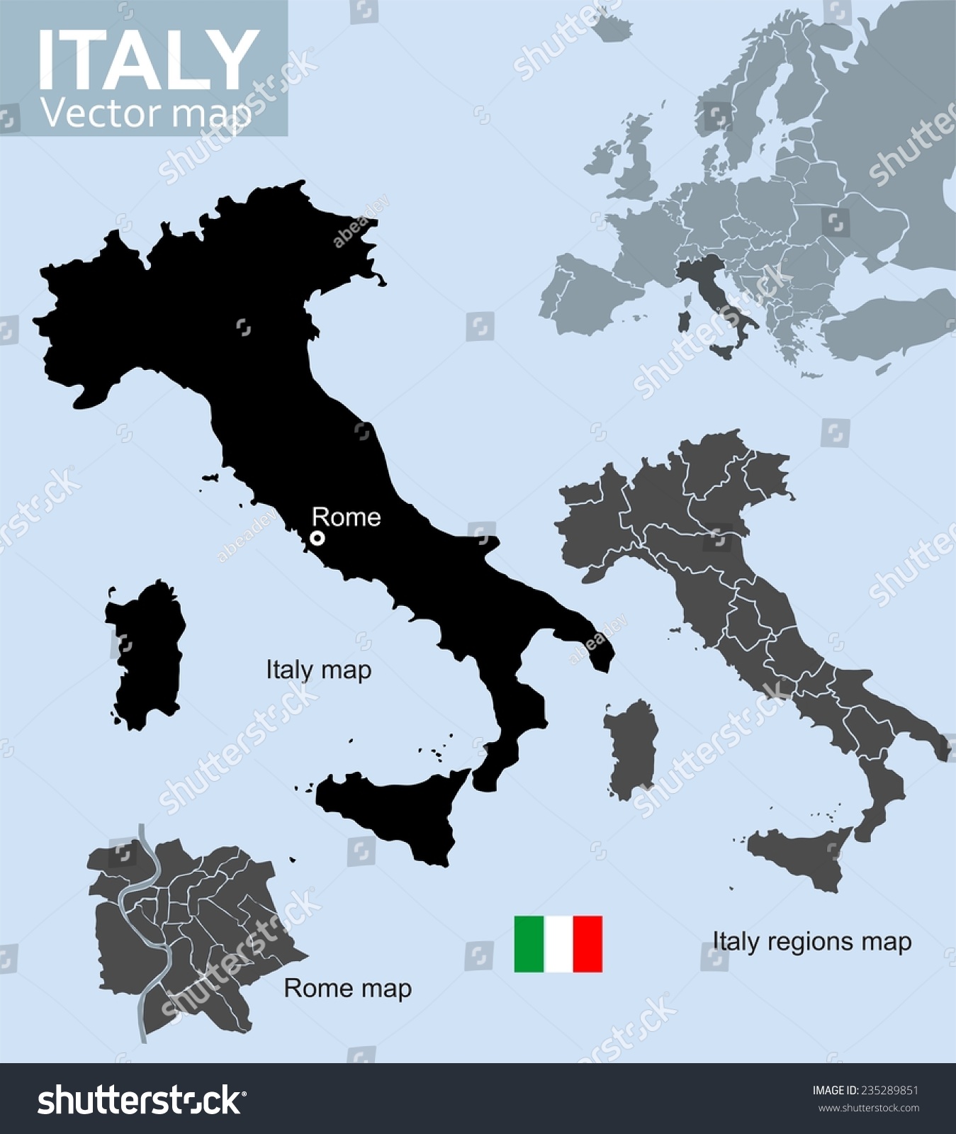 Italy Vector Map Regions Map Rome Stock Vector Royalty Free