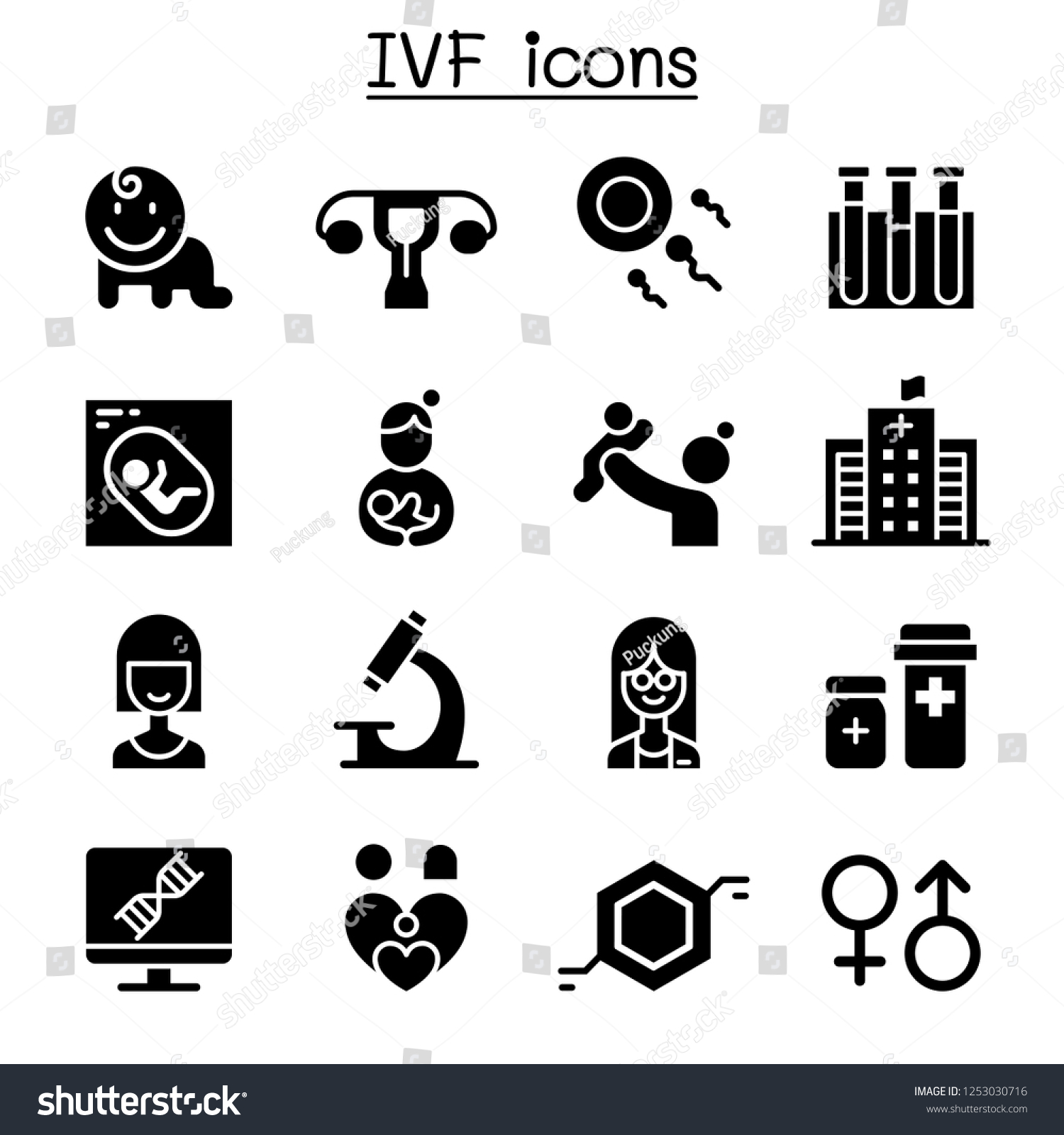 Ivf Vitro Fertilization Icon Set Stock Vector (Royalty Free) 1253030716 ...