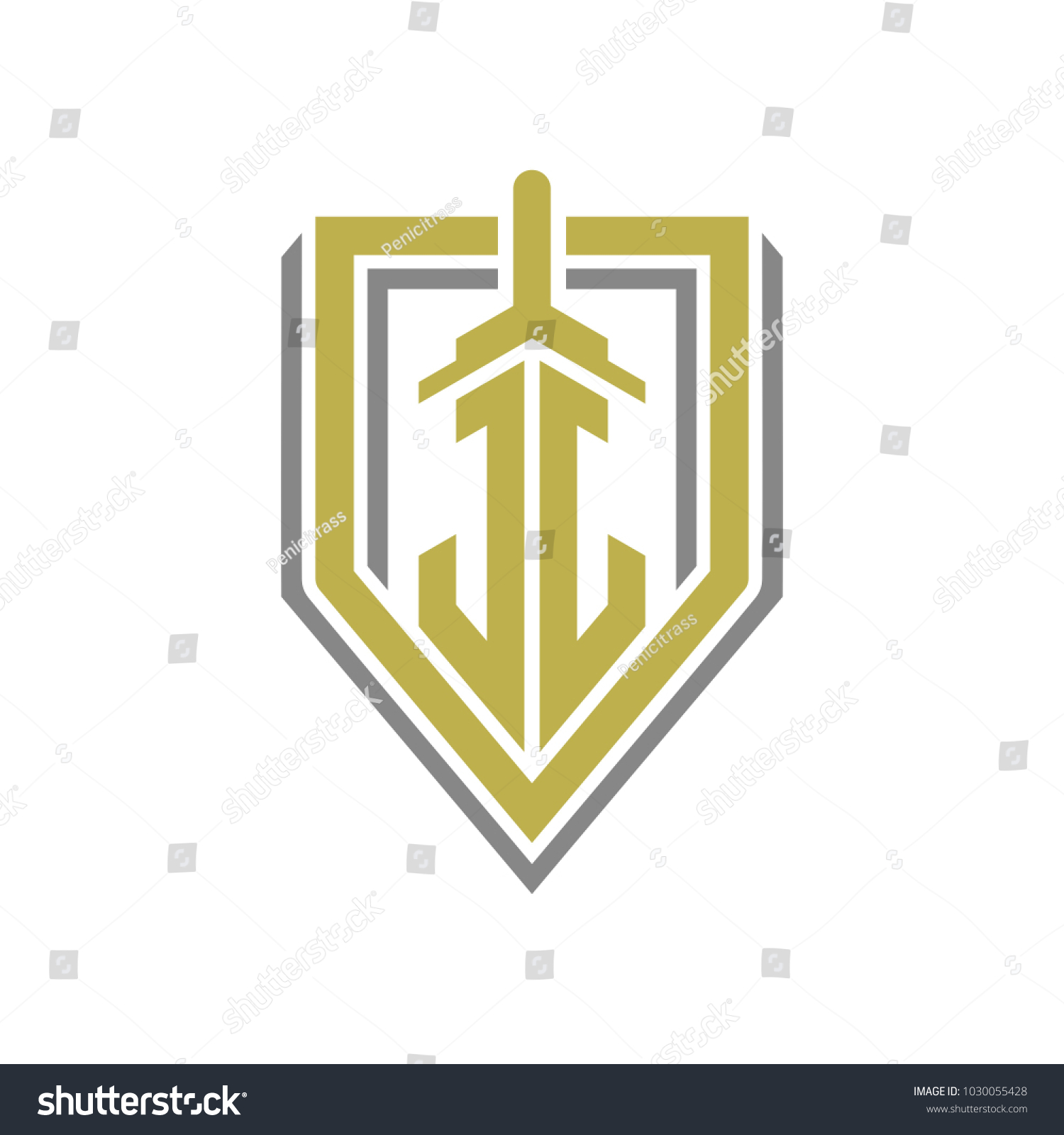 J G Logo Design Shield Sword Stock Vector Royalty Free