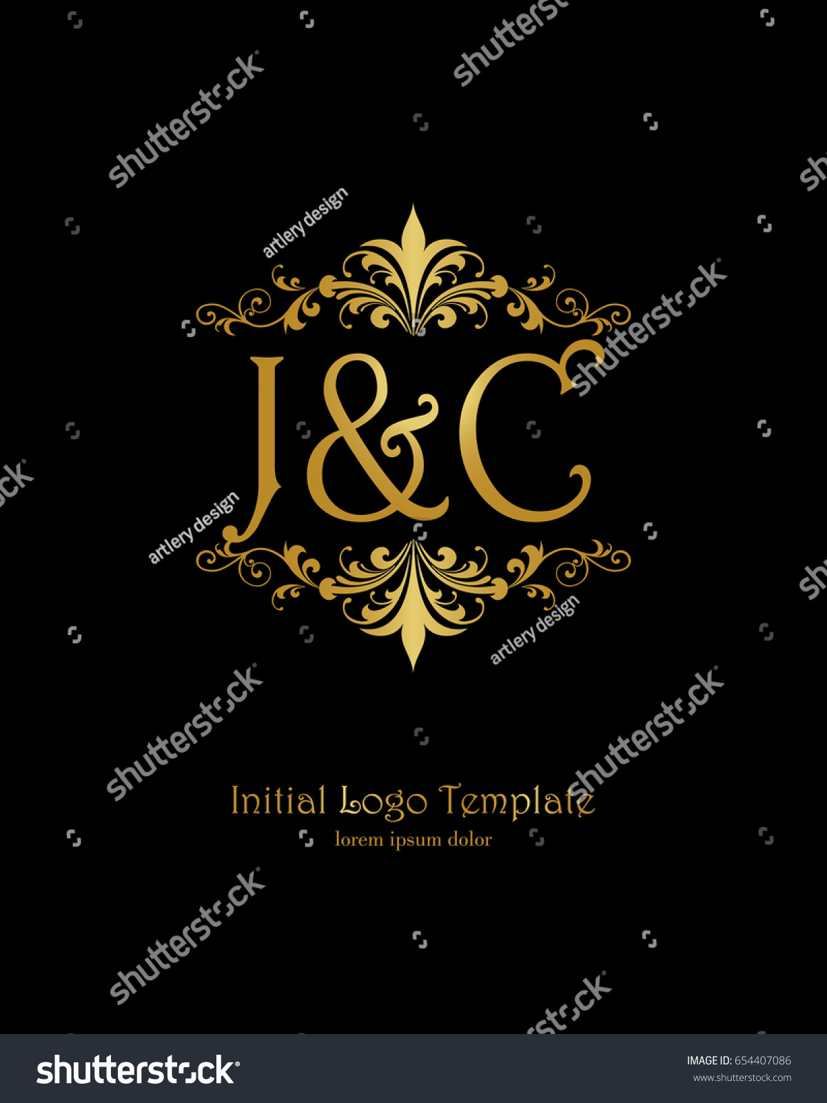 J C Initial Wedding Logo Template Stock Vector (Royalty Free) 654407086 ...