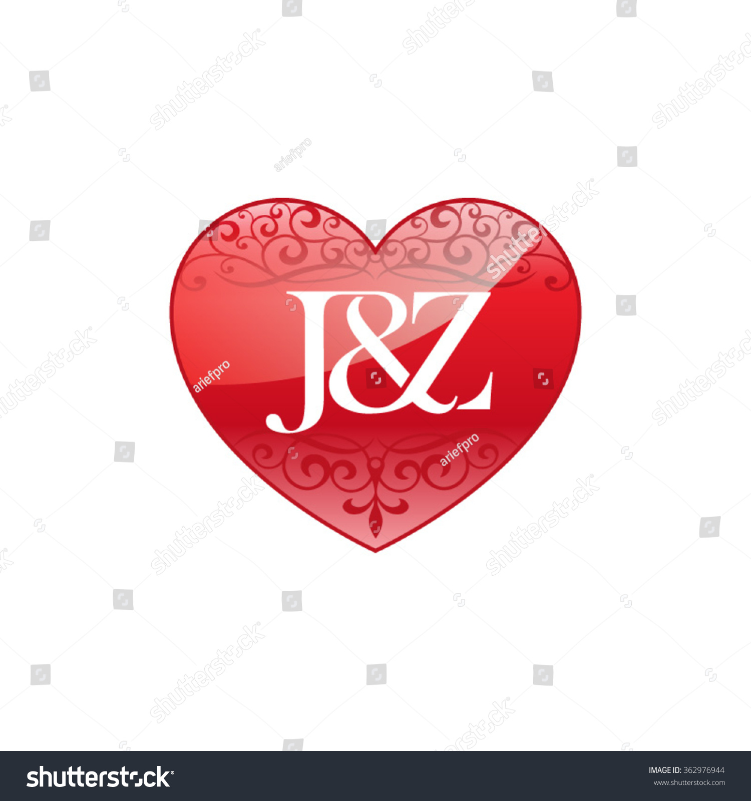 Jz Initial Letter Couple Logo Ornament Stock Vector Royalty Free