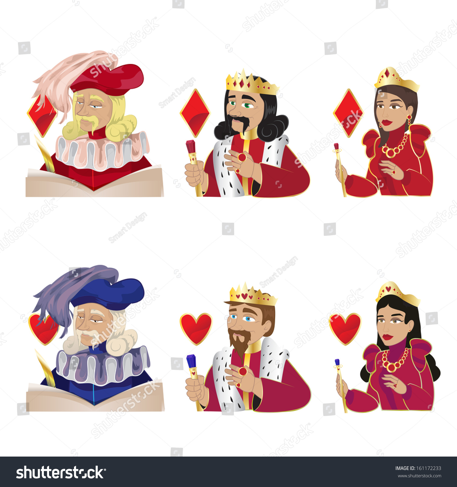 Jack, King And Queen, Playing Cards - Isolated On White Background ...