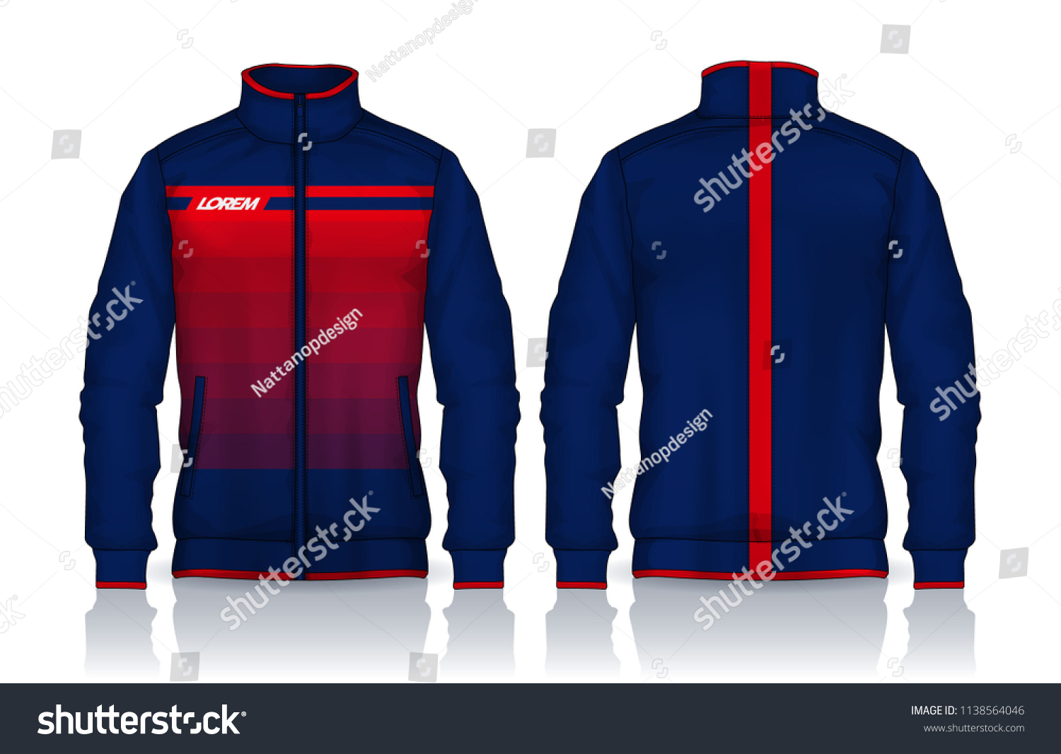 Jacket Designsportswear Track Front Back View Stock Vector (Royalty ...