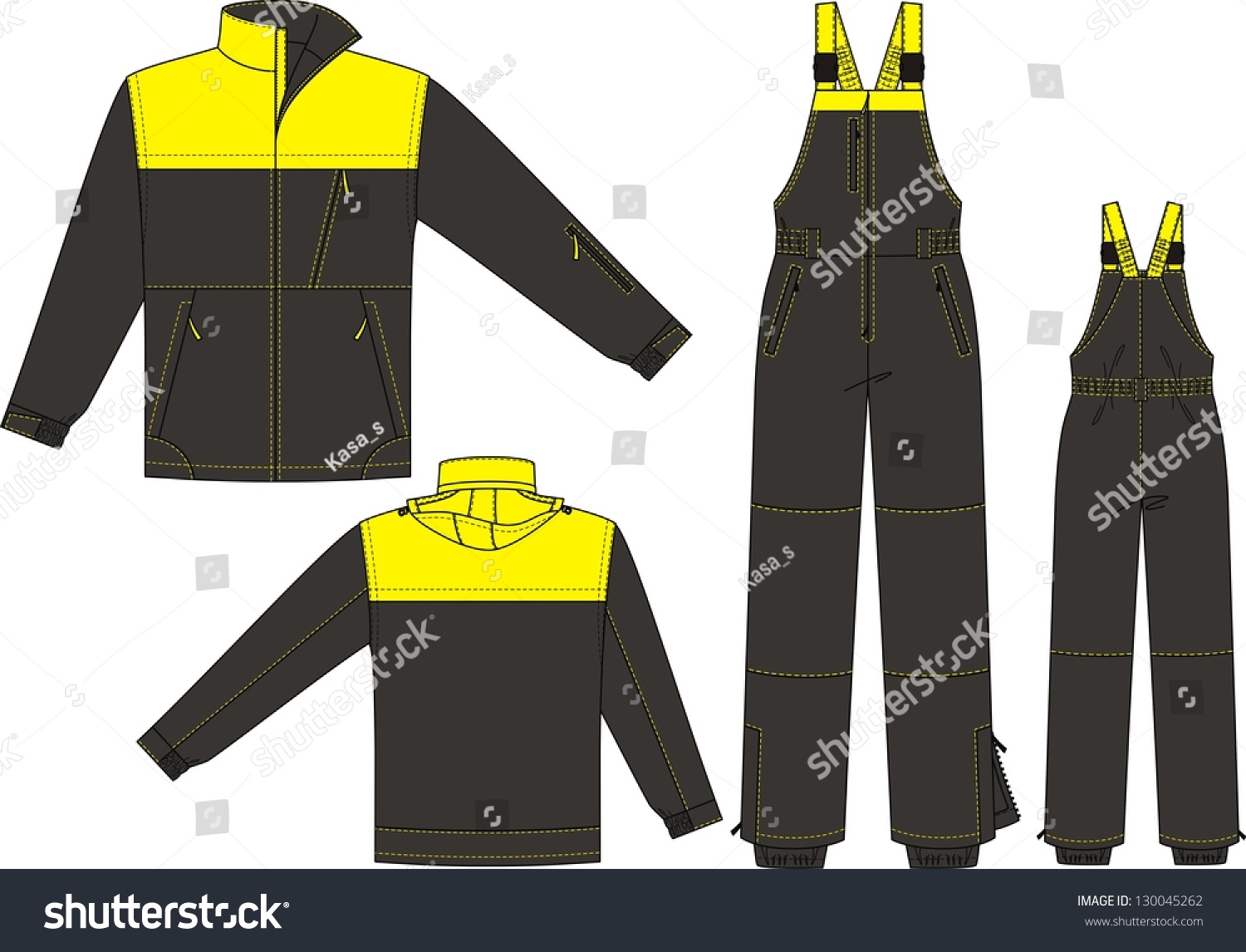 Jacket From Two Types Of Fabric For Men Stock Vector Illustration ...