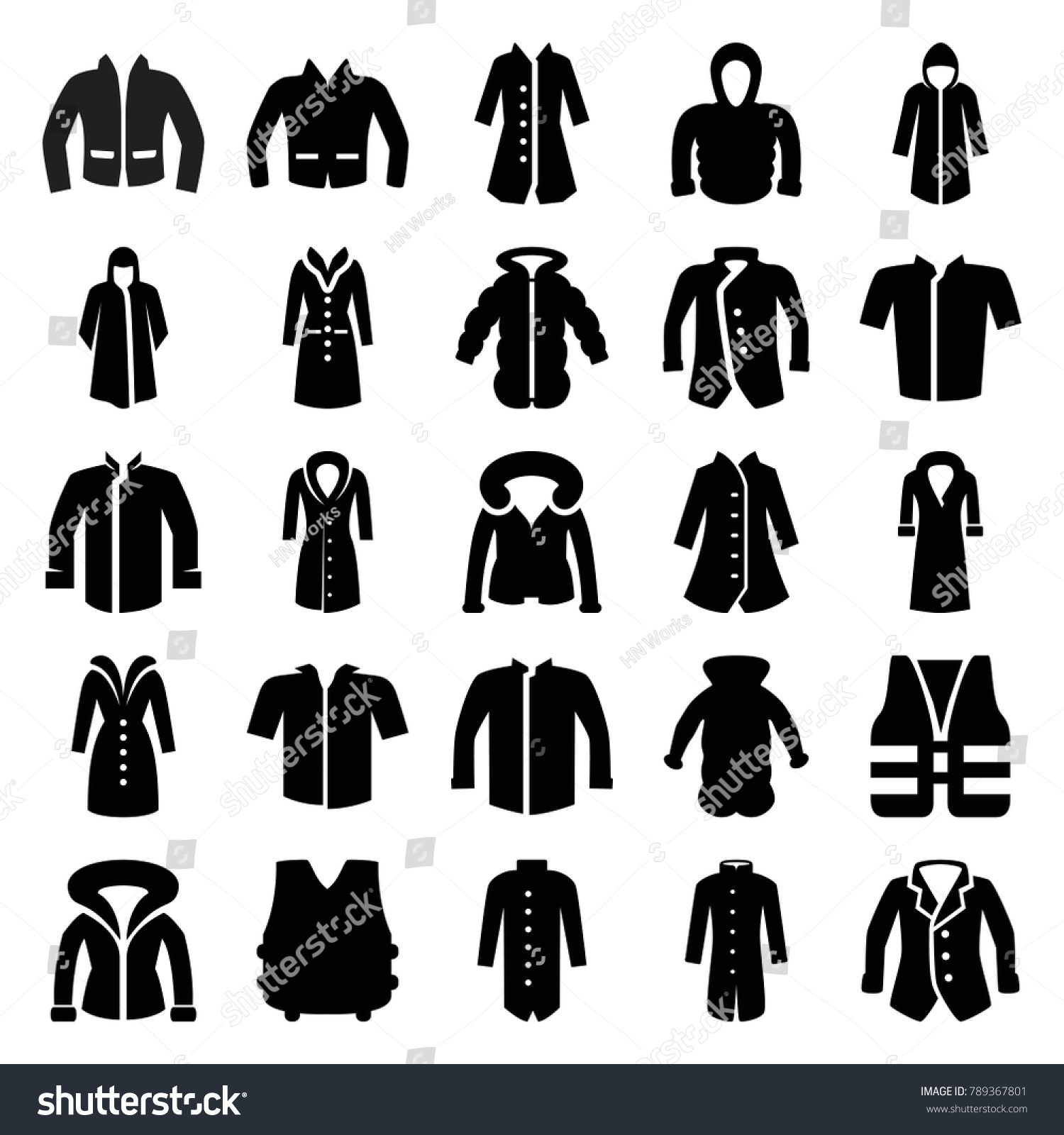 Jacket Icons Set 25 Editable Filled Stock Vector (Royalty Free ...