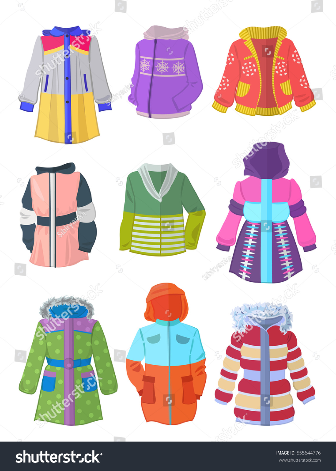 Jackets Girls Flat Design Isolated On Stock Vector (Royalty Free) 555644776