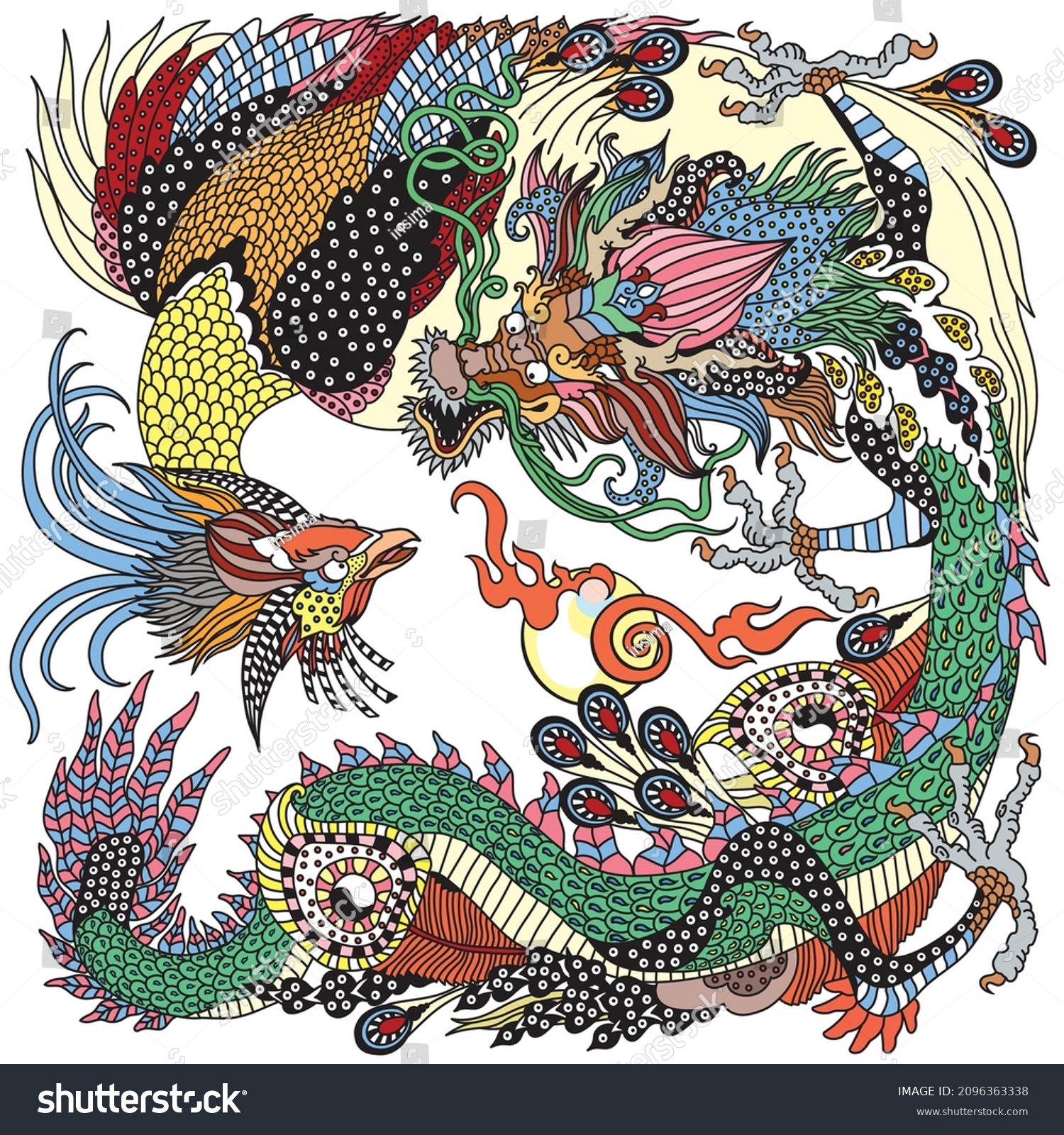 820 Dragon phoenix tattoo Images, Stock Photos & Vectors | Shutterstock