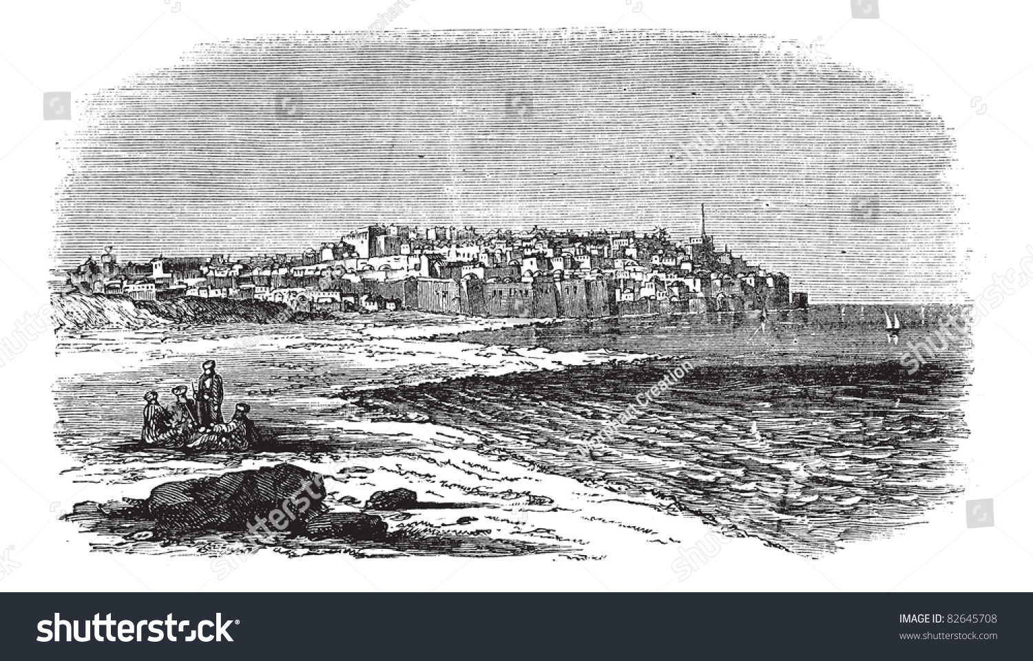 Jaffa Israel During 1890s Vintage Engraving Stock Vector (Royalty Free ...