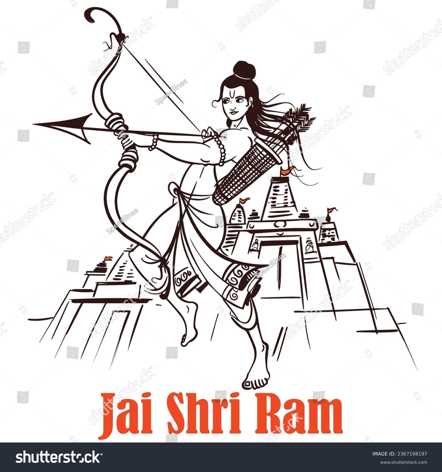 SVG of Jai Shri Ram vector simple line art illustration svg