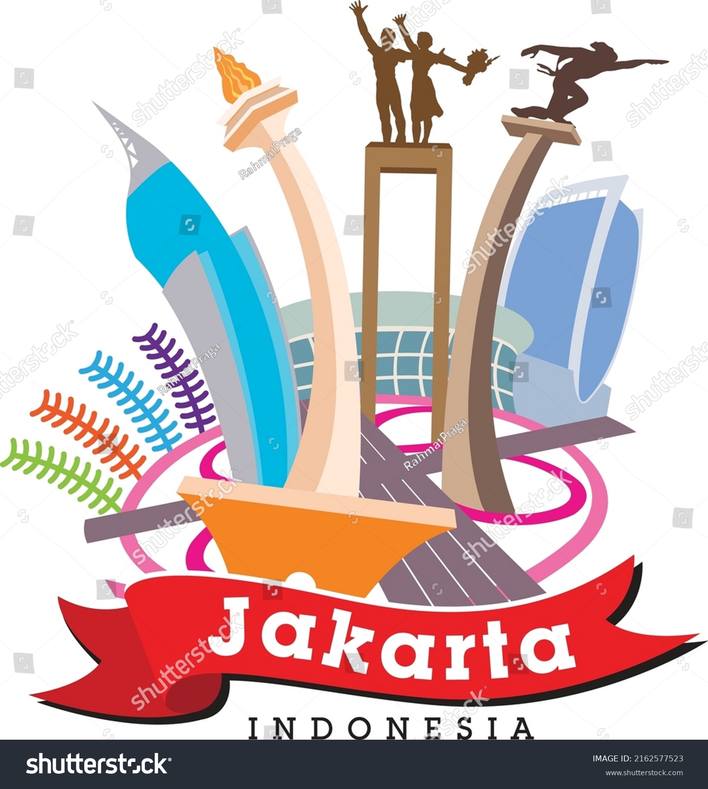 Jakarta Capital Indonesia Illustration Vector Designs Stock Vector