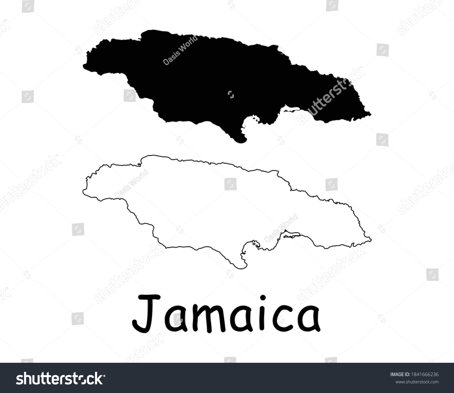 Jamaica Country Map Black Silhouette Outline Vector C S N Mi N Ph   Stock Vector Jamaica Country Map Black Silhouette And Outline Isolated On White Background Eps Vector 1841666236 