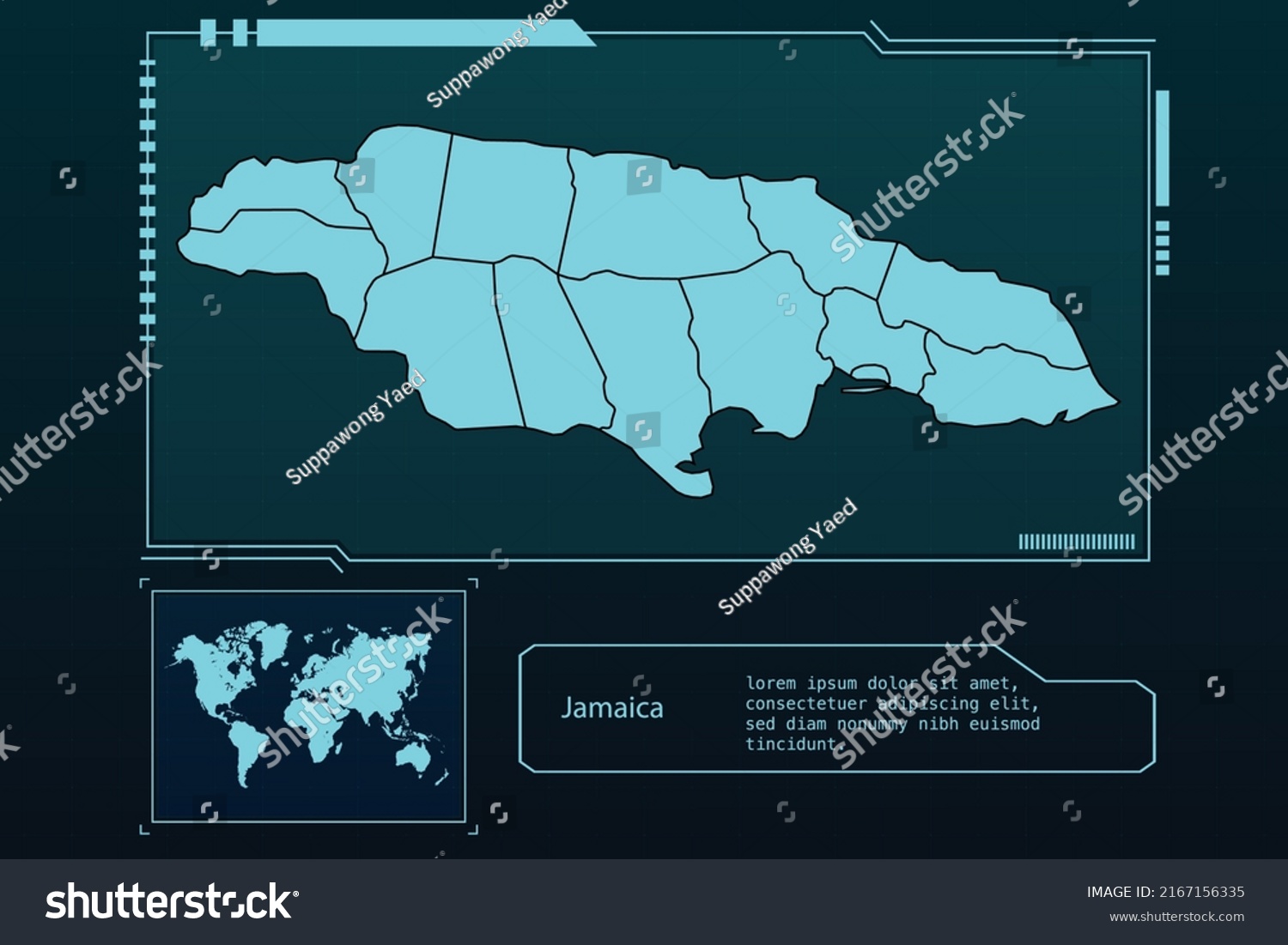 Jamaica Map Futuristic Infographic Map Element Stock Vector Royalty   Stock Vector Jamaica Map Futuristic Infographic Map Element Collection Background 2167156335 