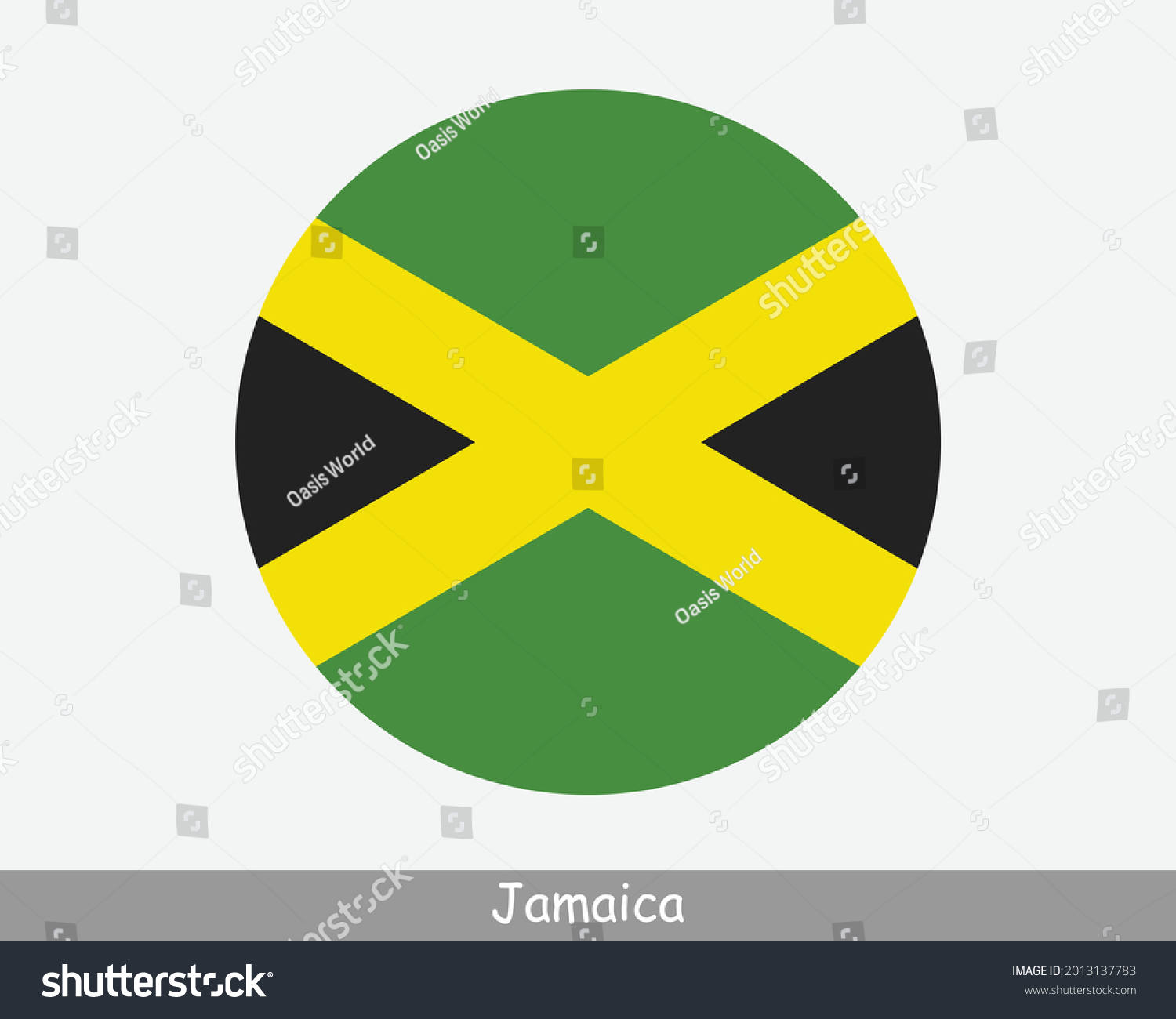 SVG of Jamaica Round Circle Flag. Jamaican Circular Button Banner Icon. EPS Vector svg