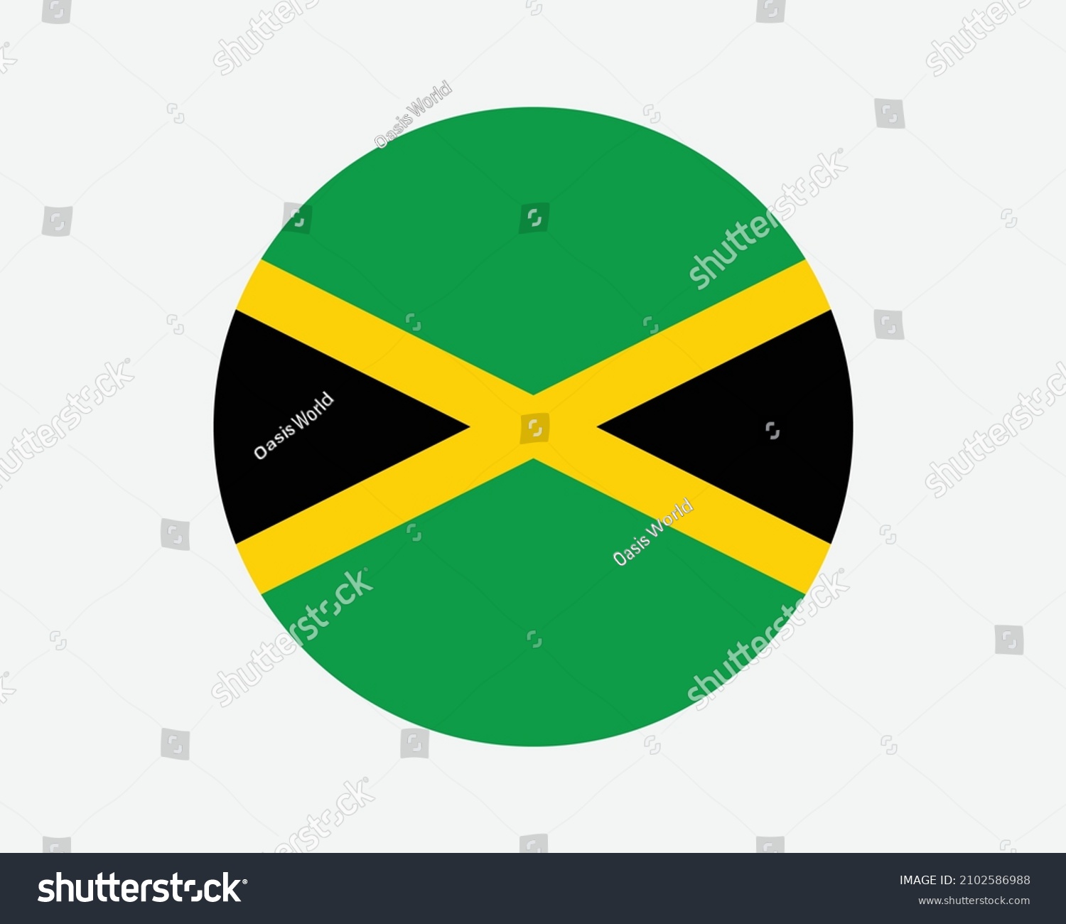 SVG of Jamaica Round Country Flag. Jamaican Circle National Flag. Jamaica Circular Shape Button Banner. EPS Vector Illustration. svg