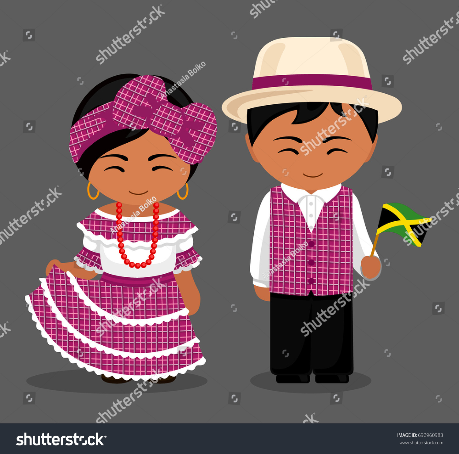 Jamaicans National Dress Flag Man Woman Stock Vector 692960983 ...