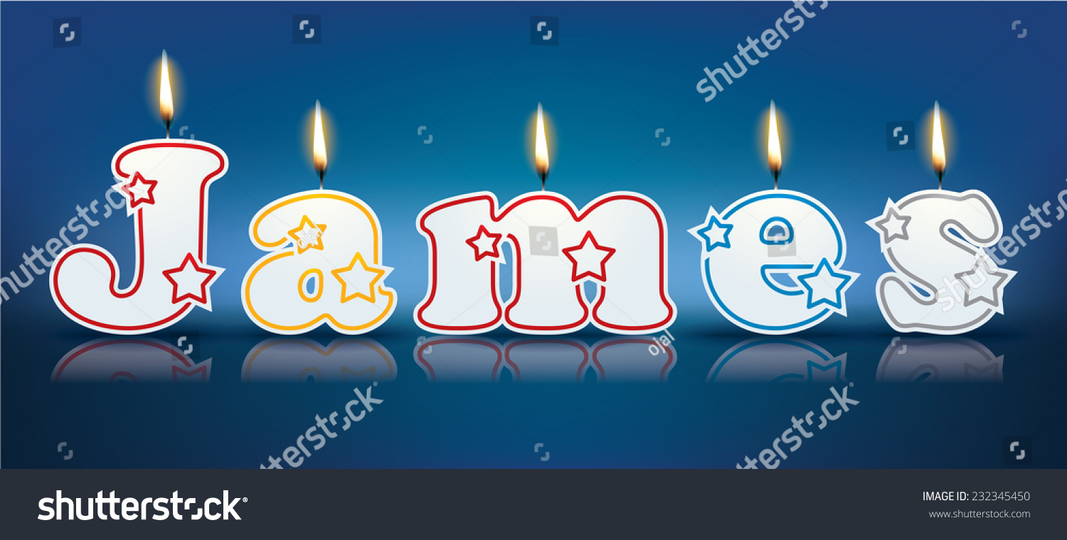 SVG of JAMES written with burning candles - vector illustration svg