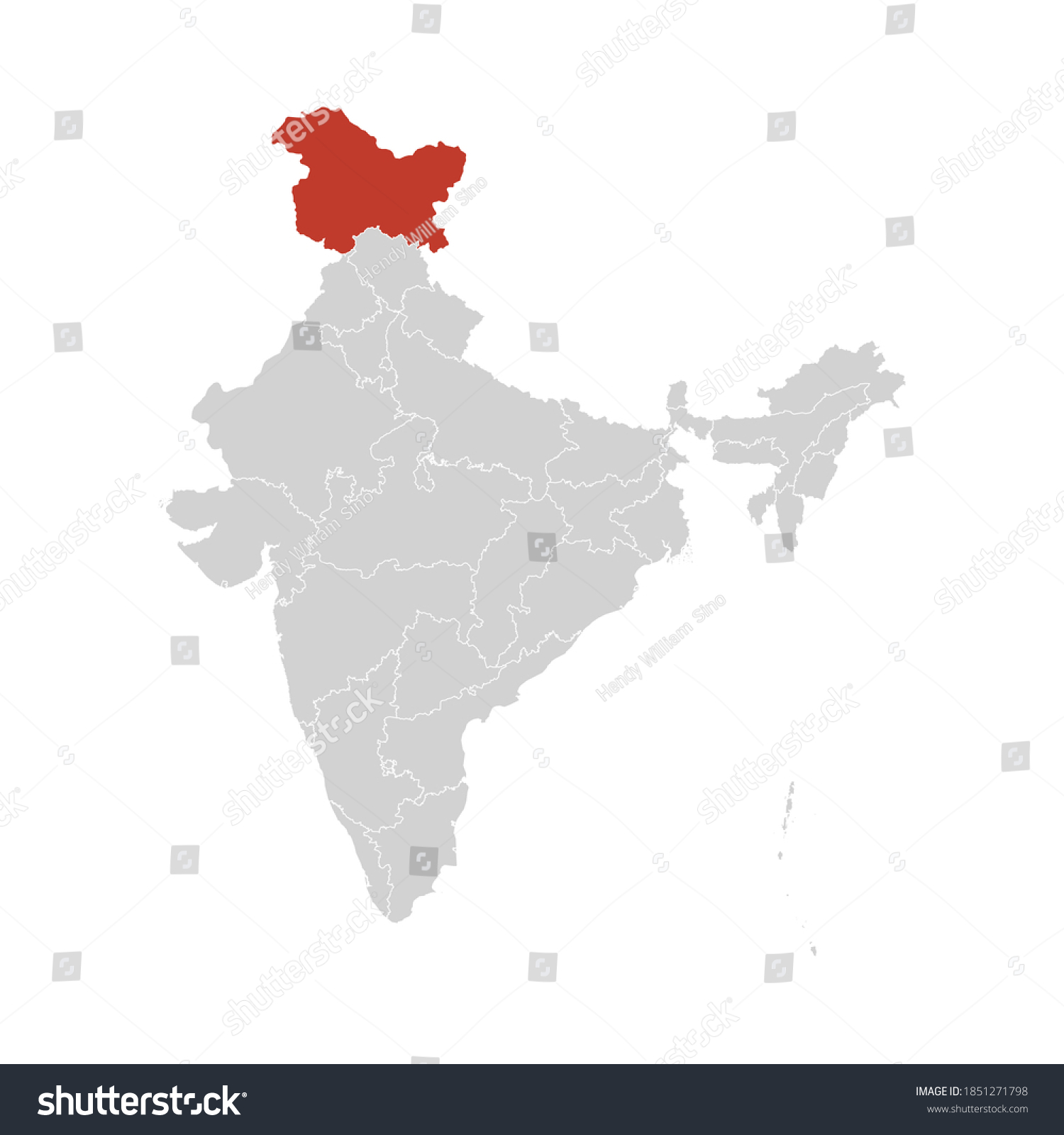 Jammu Kashmir Highlighted On India Map Stock Vector (Royalty Free ...