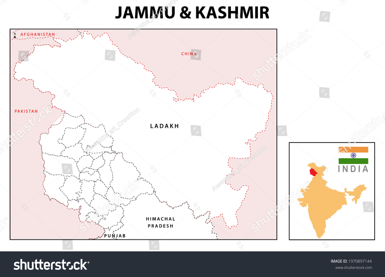 Jammu Kashmir Map Jammu Kashmir Map Stock Vector (Royalty Free ...