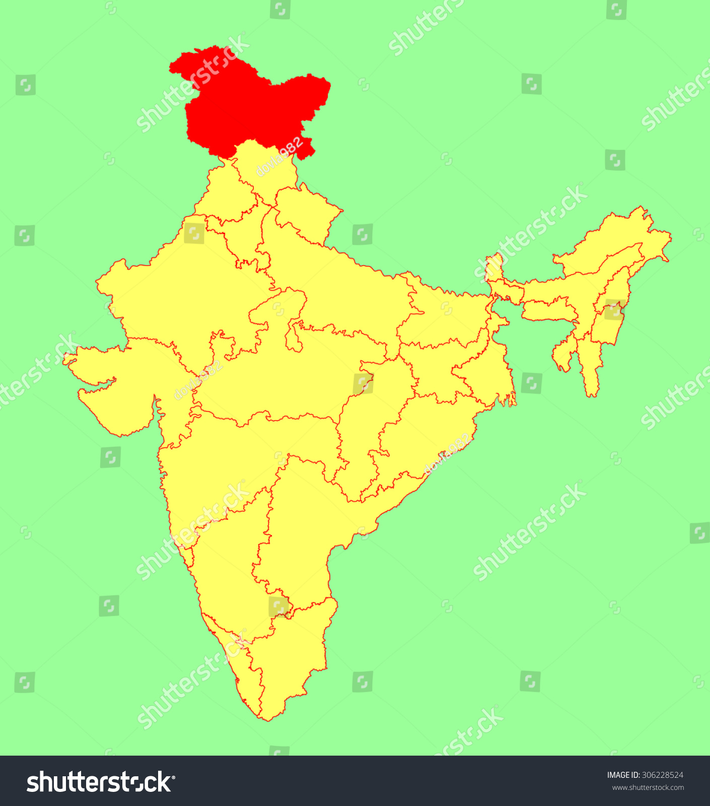 Jammu And Kashmir State, India, Vector Map Silhouette Illustration ...