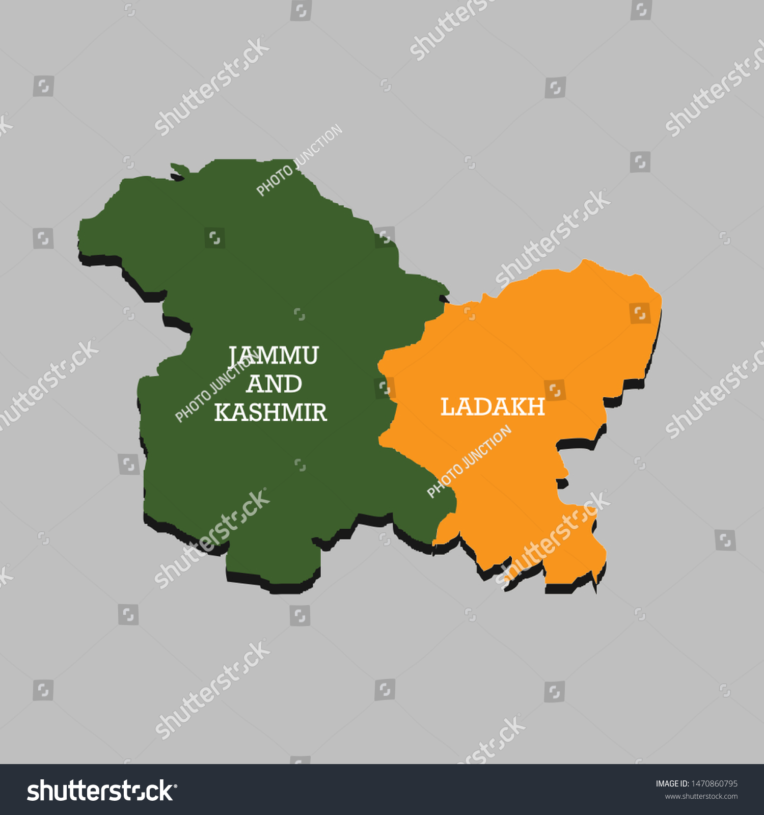 Jammu Kashmir Ladakh Map Union Territories: เวกเตอร์สต็อก (ปลอดค่า ...