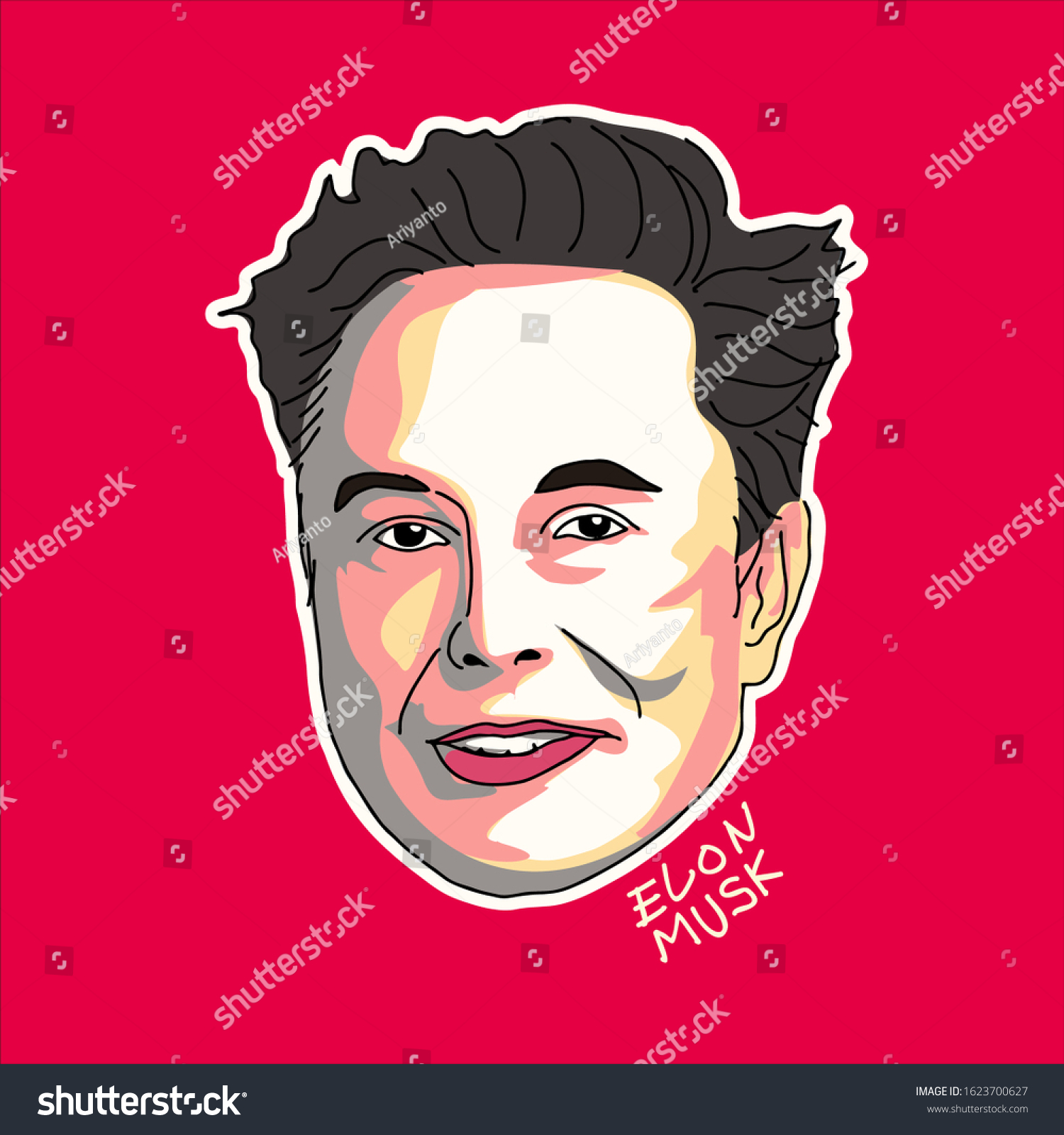 January 2020 Vector Illustration Elon Musk: Vector có sẵn (miễn phí bản