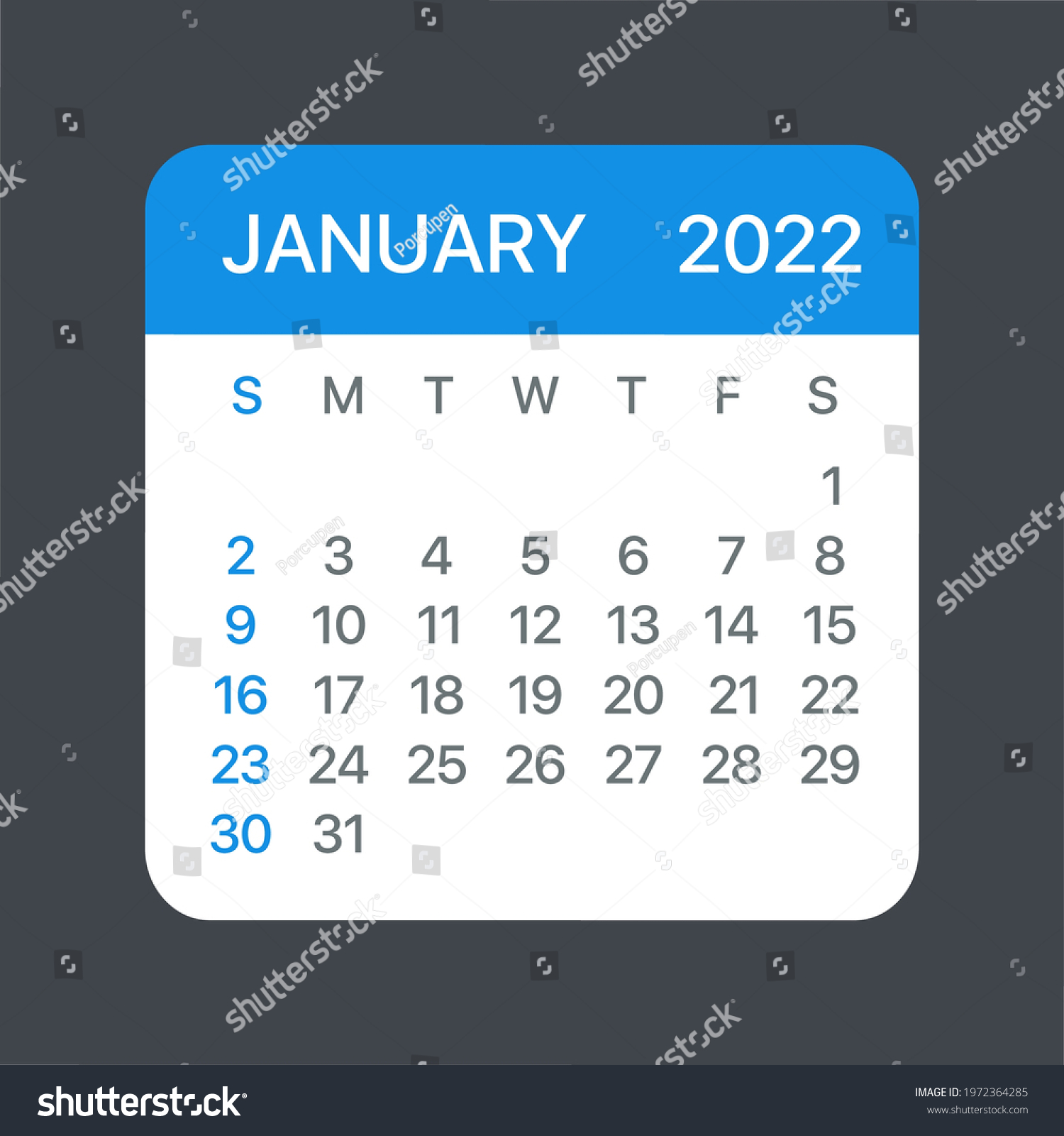 January 2022 Calendar Leaf Vector Template Stock Vector (Royalty Free ...