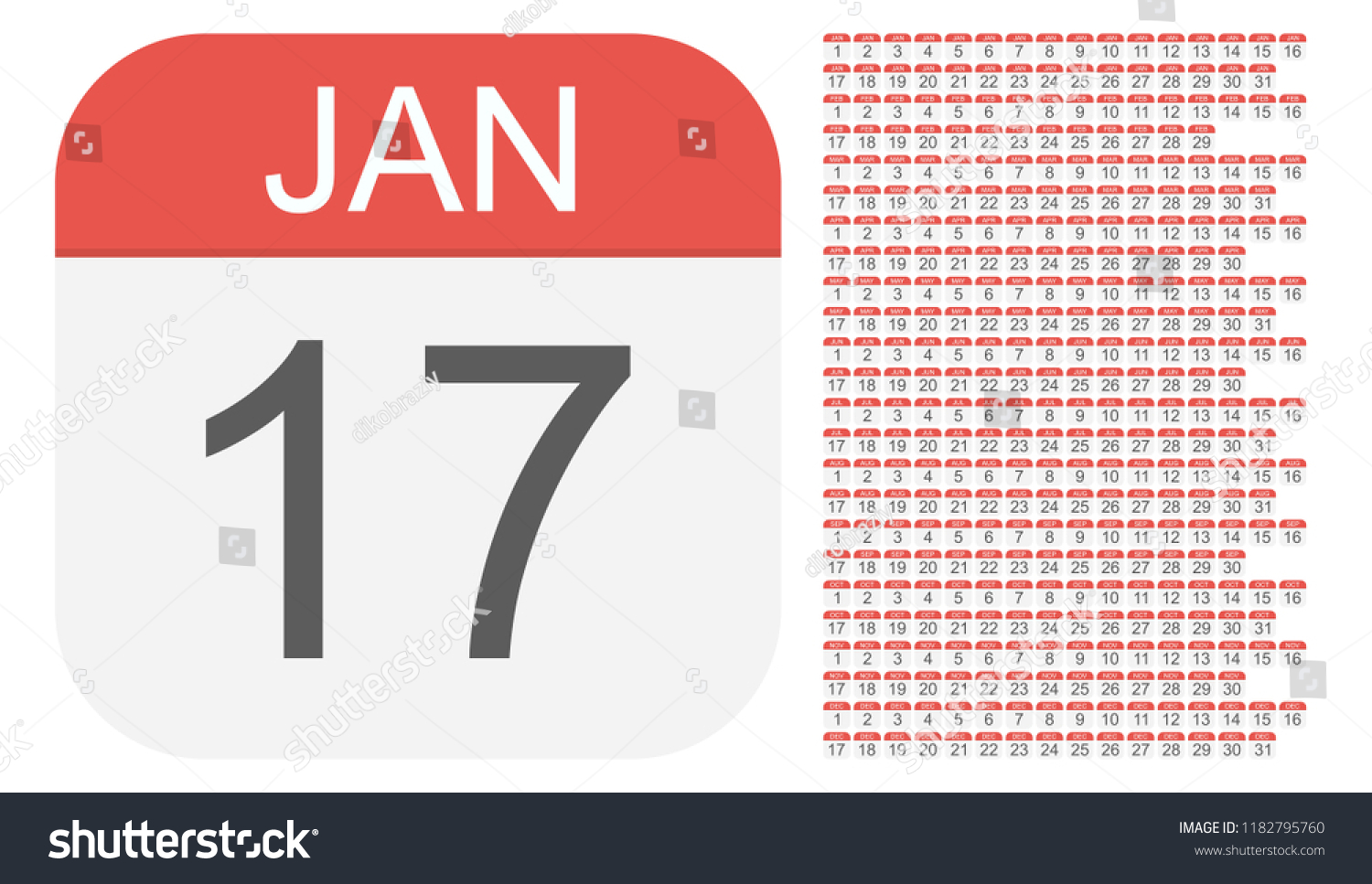 SVG of January 1 - December 31 - Calendar Icons. All days of year. Vector Illustration svg