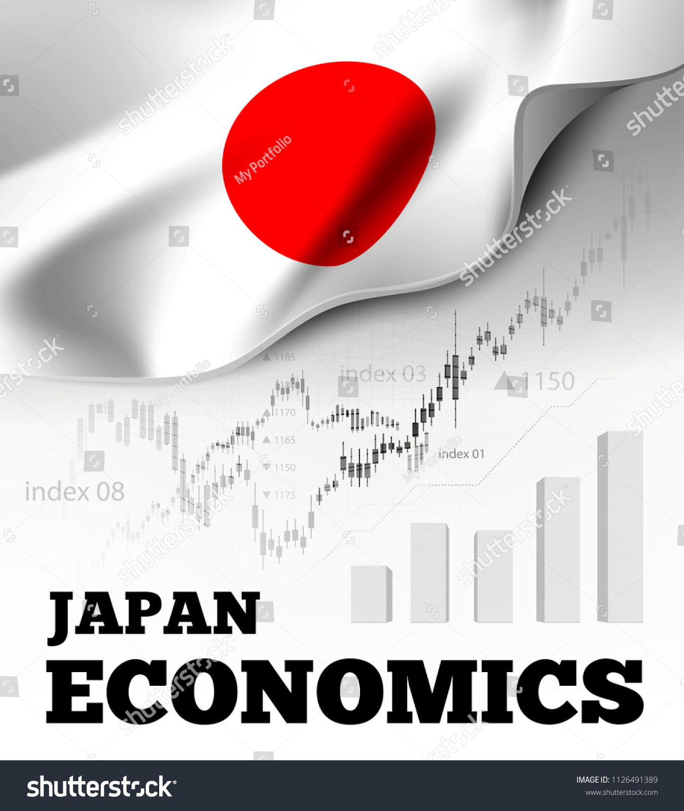 Japan Economics Vector Illustration Japanese Flag Stock Vector Royalty Free 1126491389