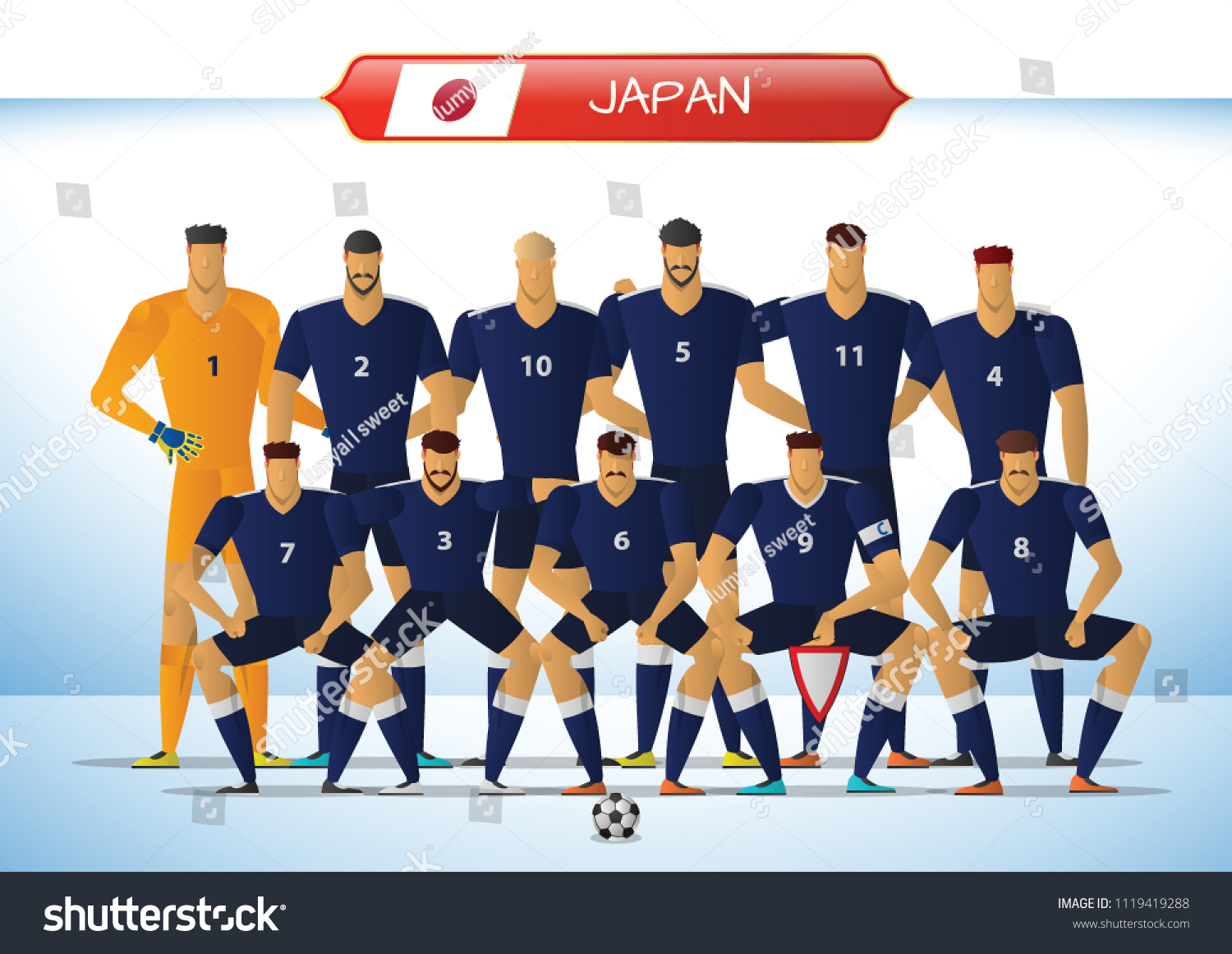 Japan National Football Team International Tournament Stock Vector Royalty Free 1119419288