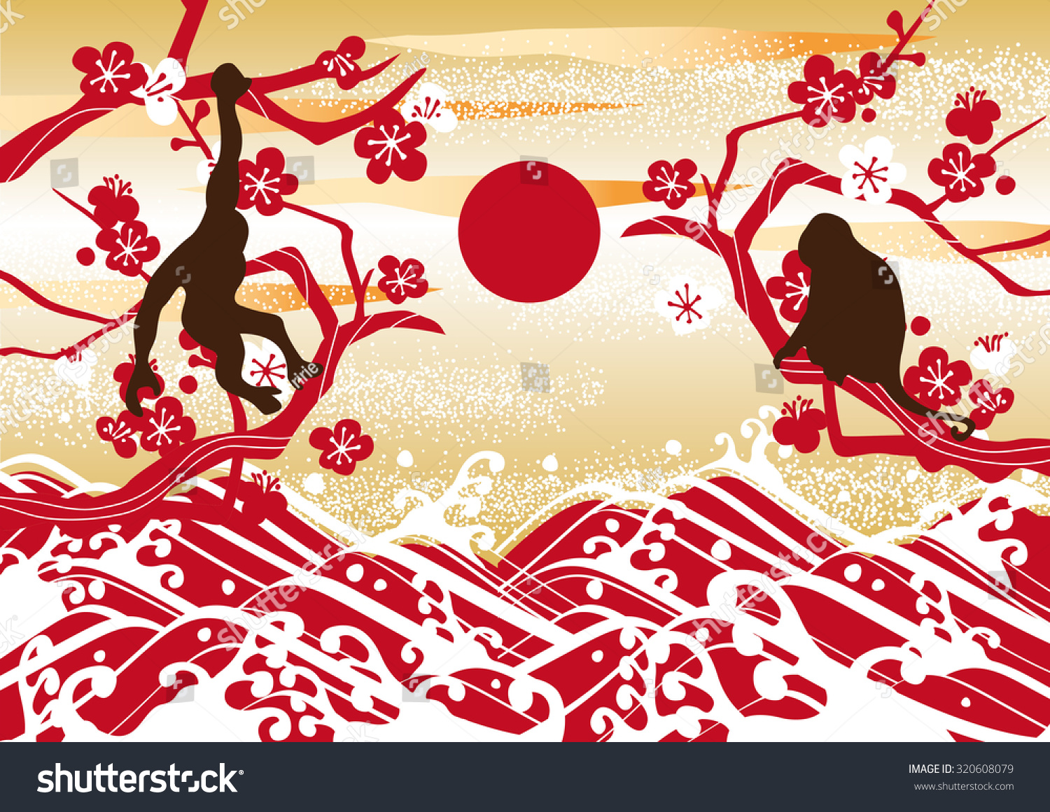 Japan&#039;S New Year&#039;S Card 2016 Stock Vector Illustration 320608079 : Shutterstock