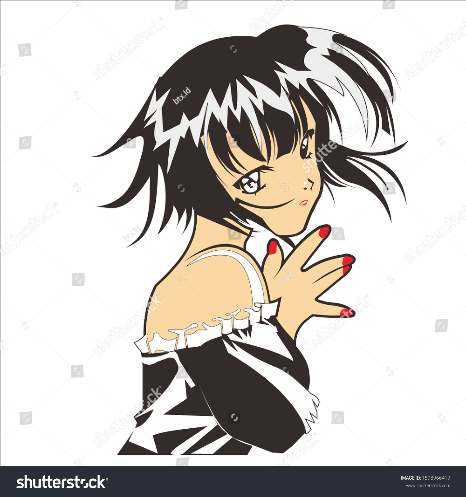 Japan Sexy Female Anime Characters Stock Vector Royalty Free