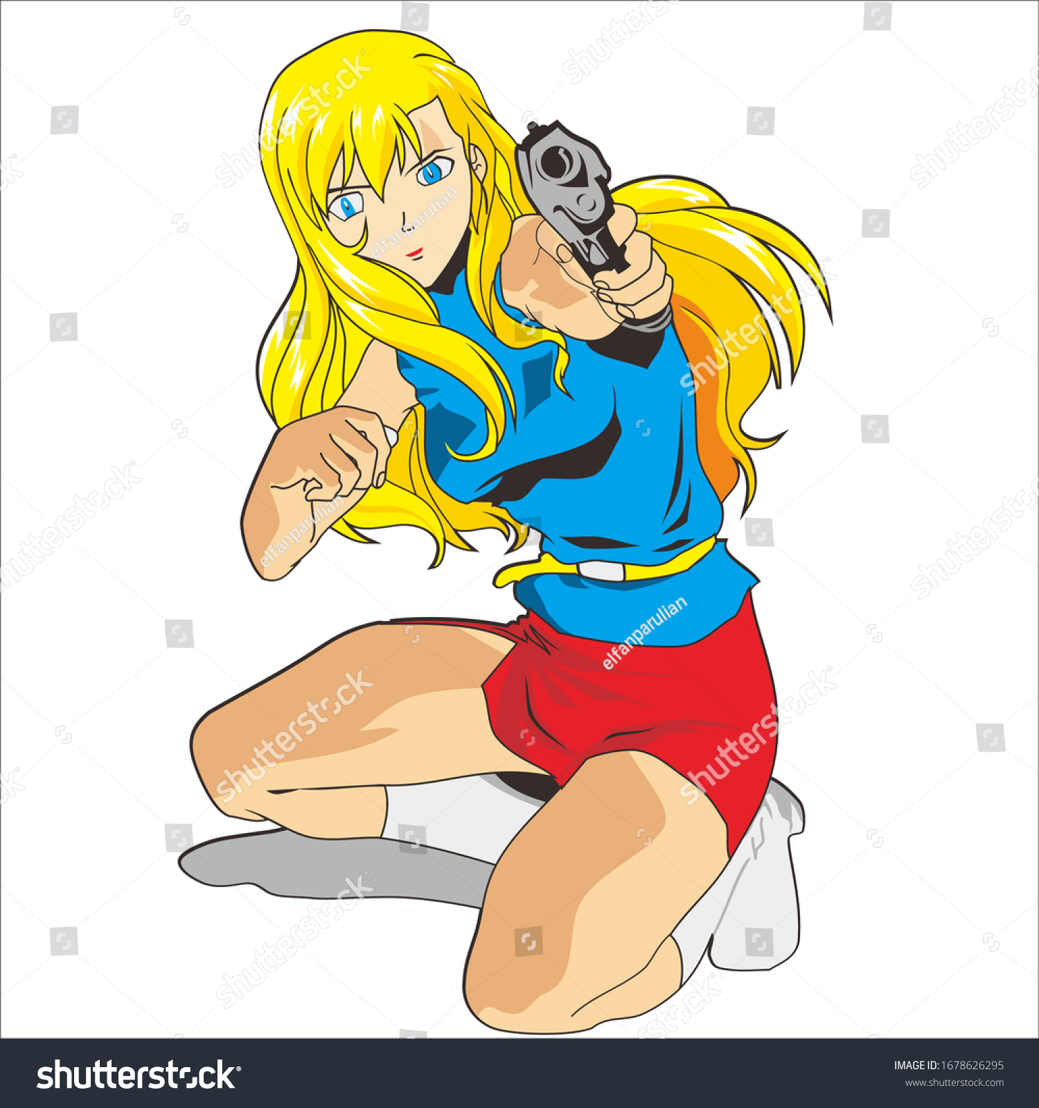 Japan Sexy Female Anime Characters Stock Vector Royalty Free