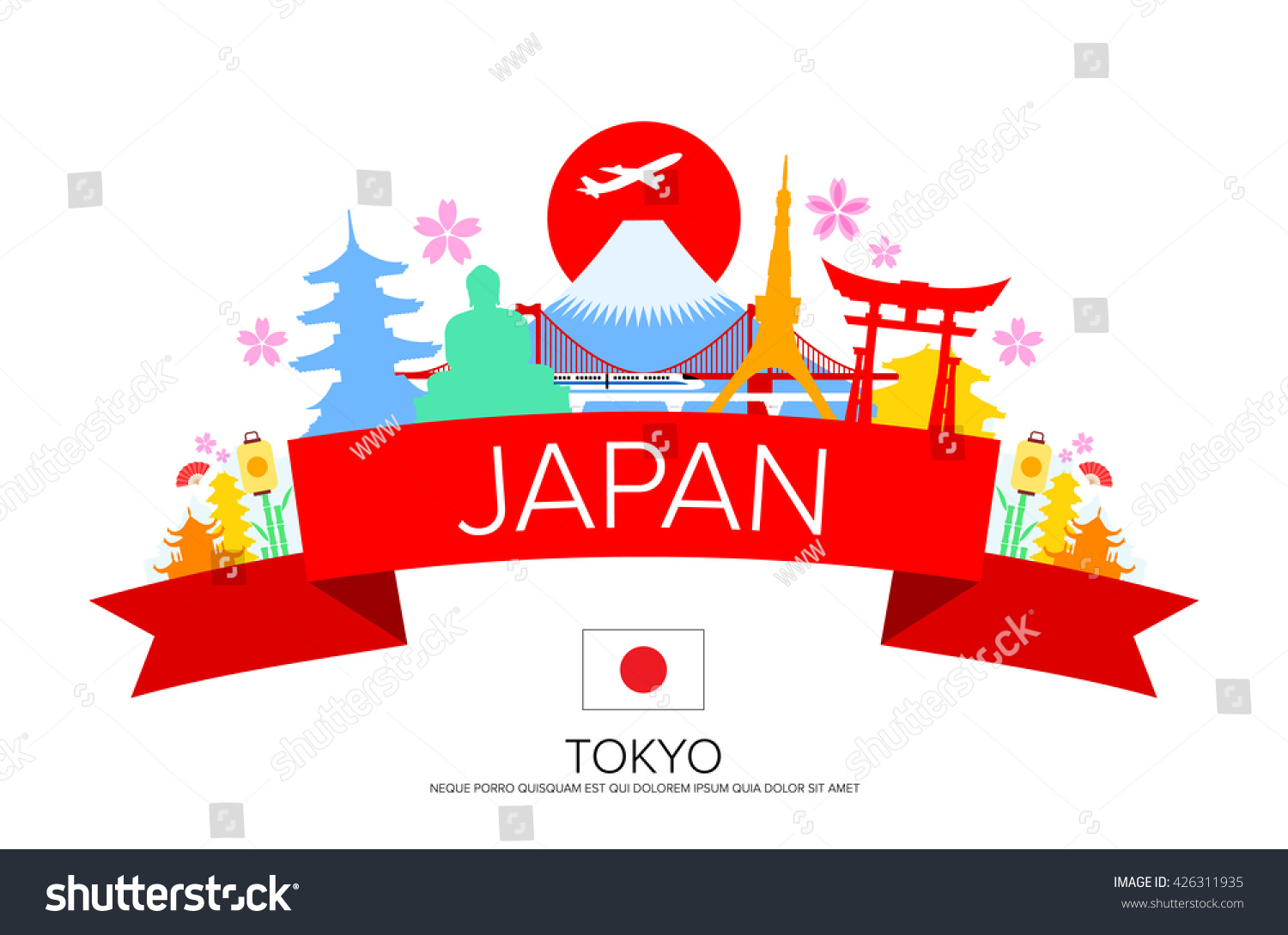 Japan Travel Tokyo Travel Landmarks Vector Stock Vector 426311935