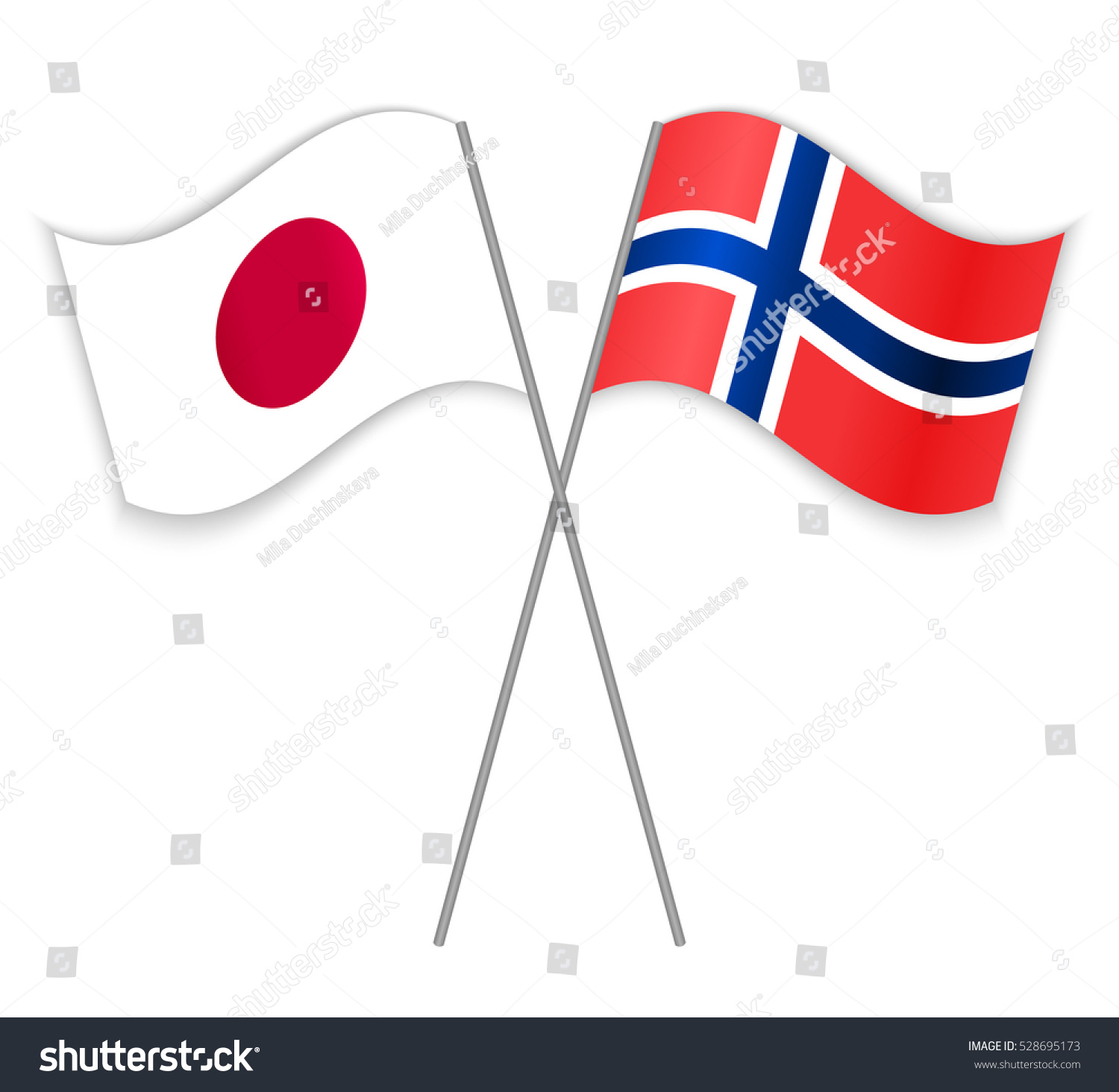 Japanese Norwegian Crossed Flags Japan Combined Stock Vector (Royalty ...