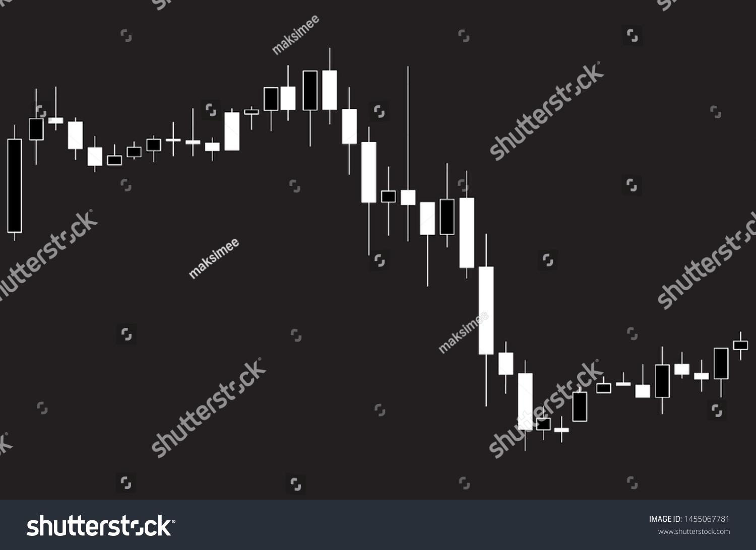 Japanese Candlestick Black White Chart Showing Stock Vector (Royalty