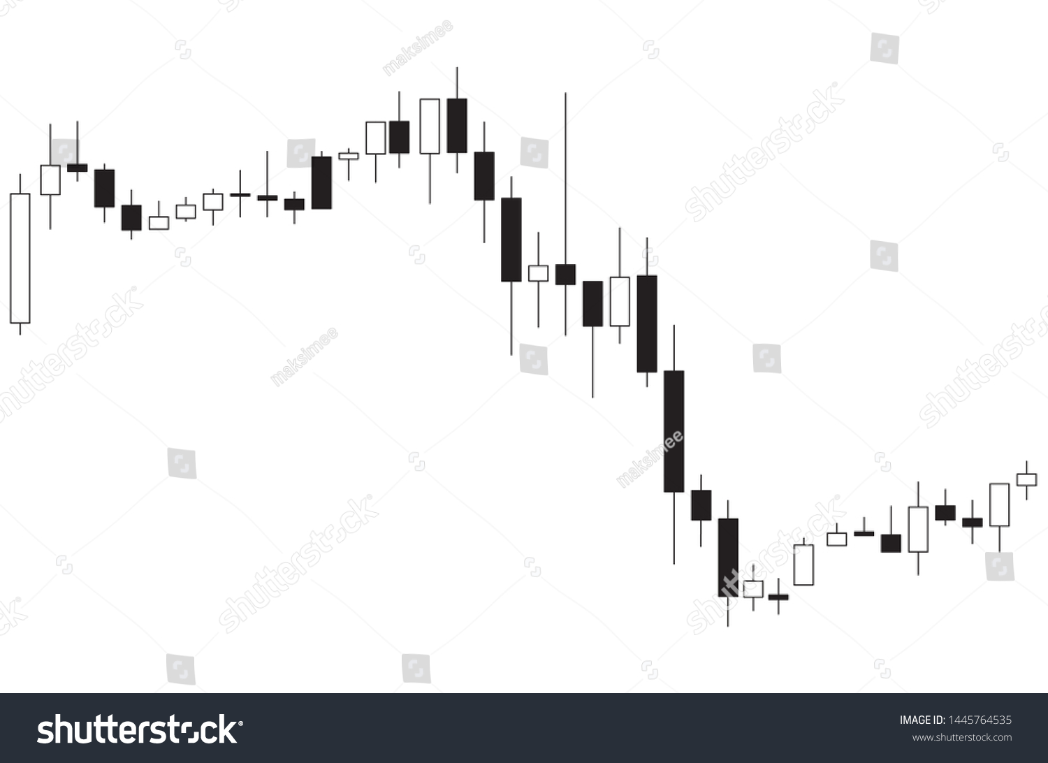 Japanese Candlestick Black White Chart Showing Stock Vector (Royalty