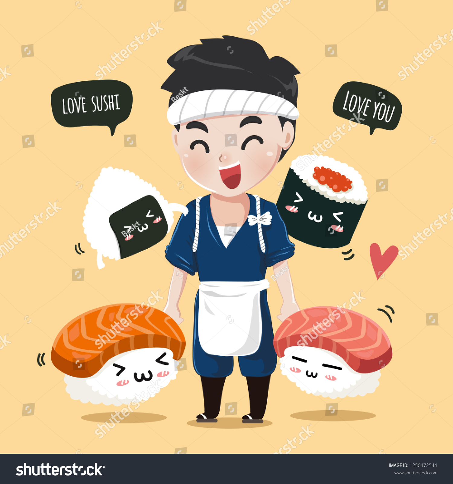 16x16 DesignsByJnk5 Cooking Cute Sushi Chef-Cooking Throw Pillow Multicolor