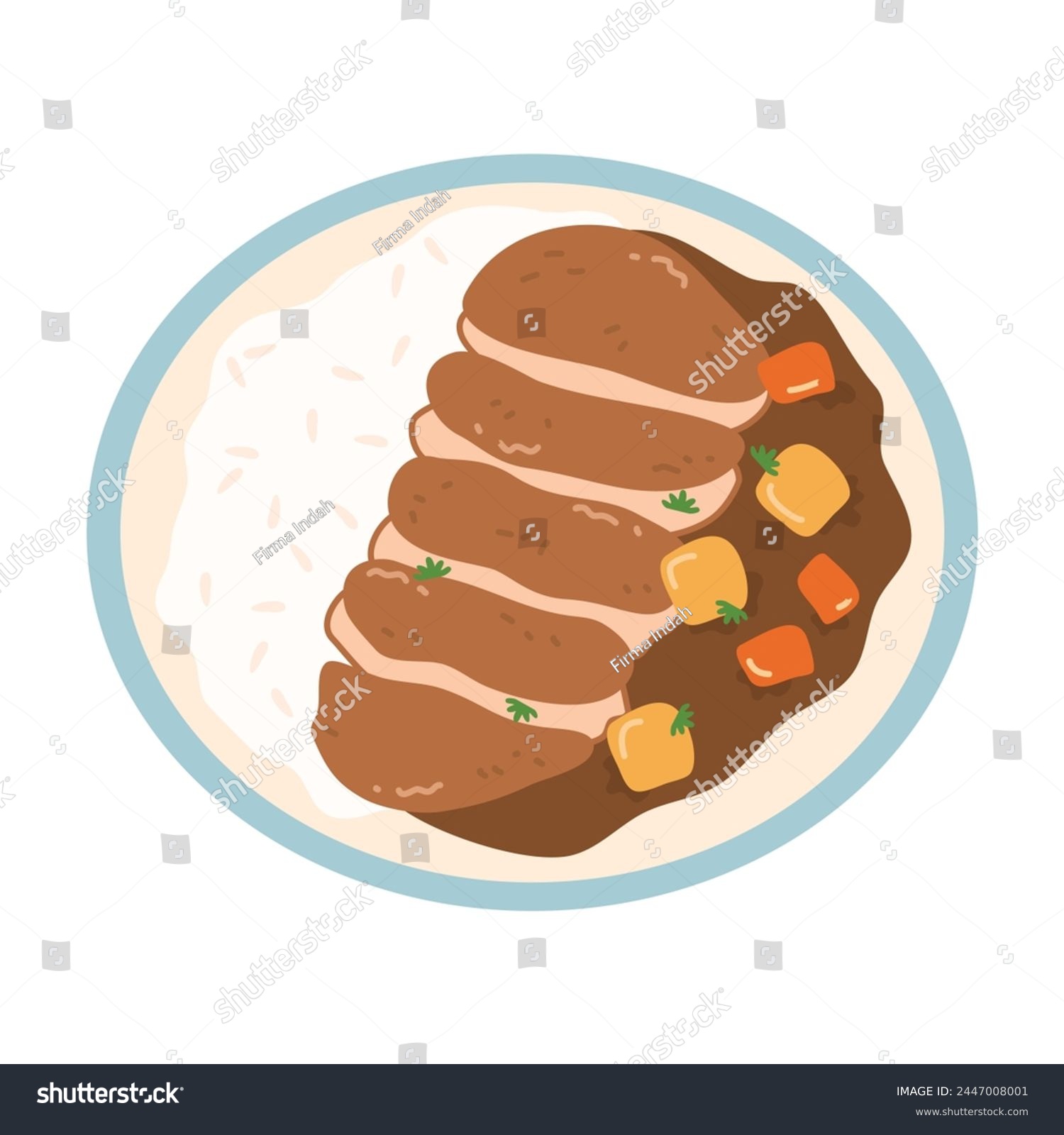 SVG of japanese curry rice with Deep fried breast chicken cutlet svg