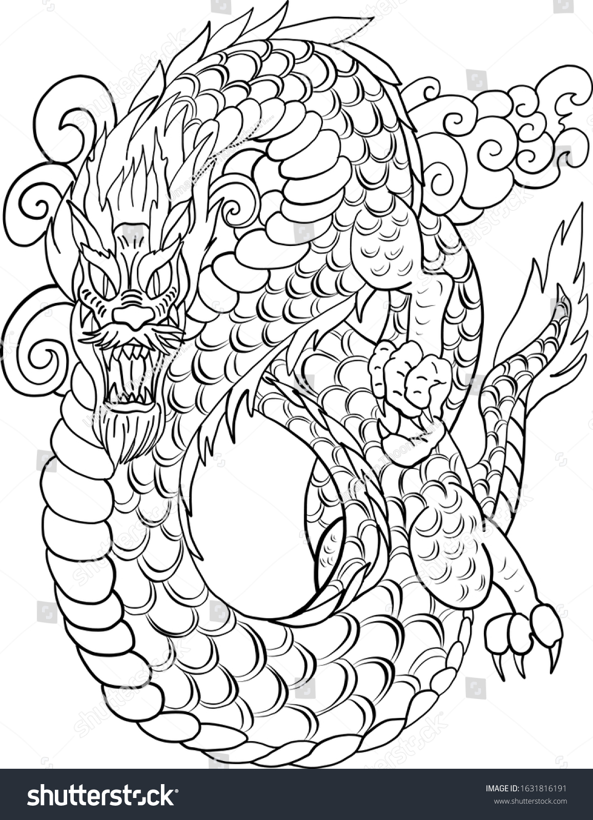 Japanese Dragon Clouds Vector Printing On Stock Vector (Royalty Free ...