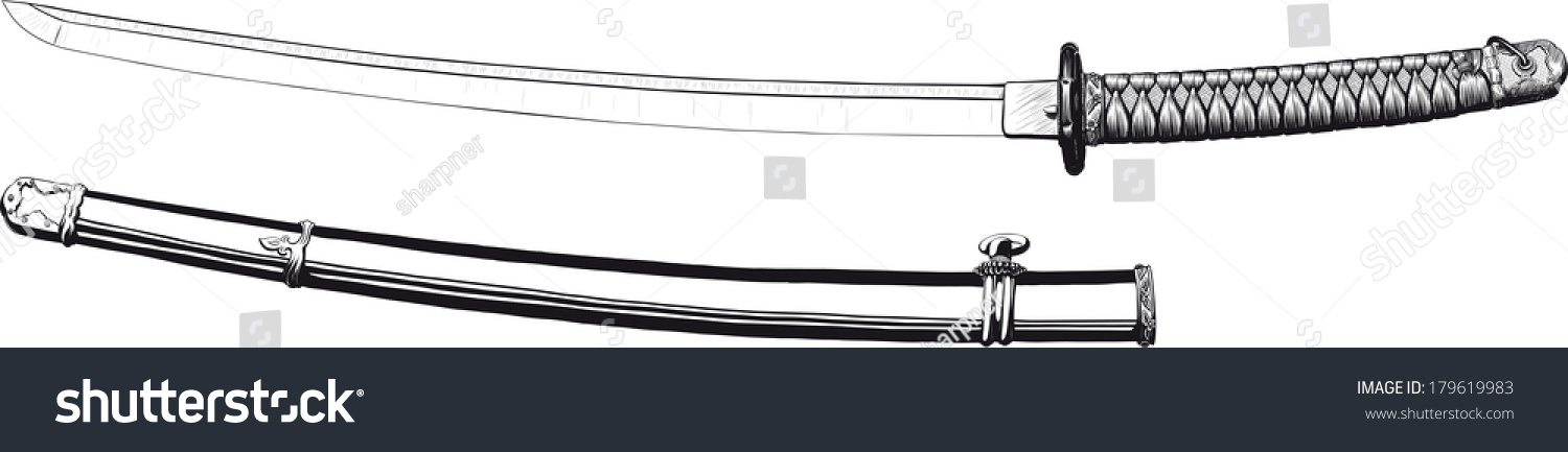 Japanese Katana Sharp Long Sword Scabbard Stock Vector (Royalty Free ...