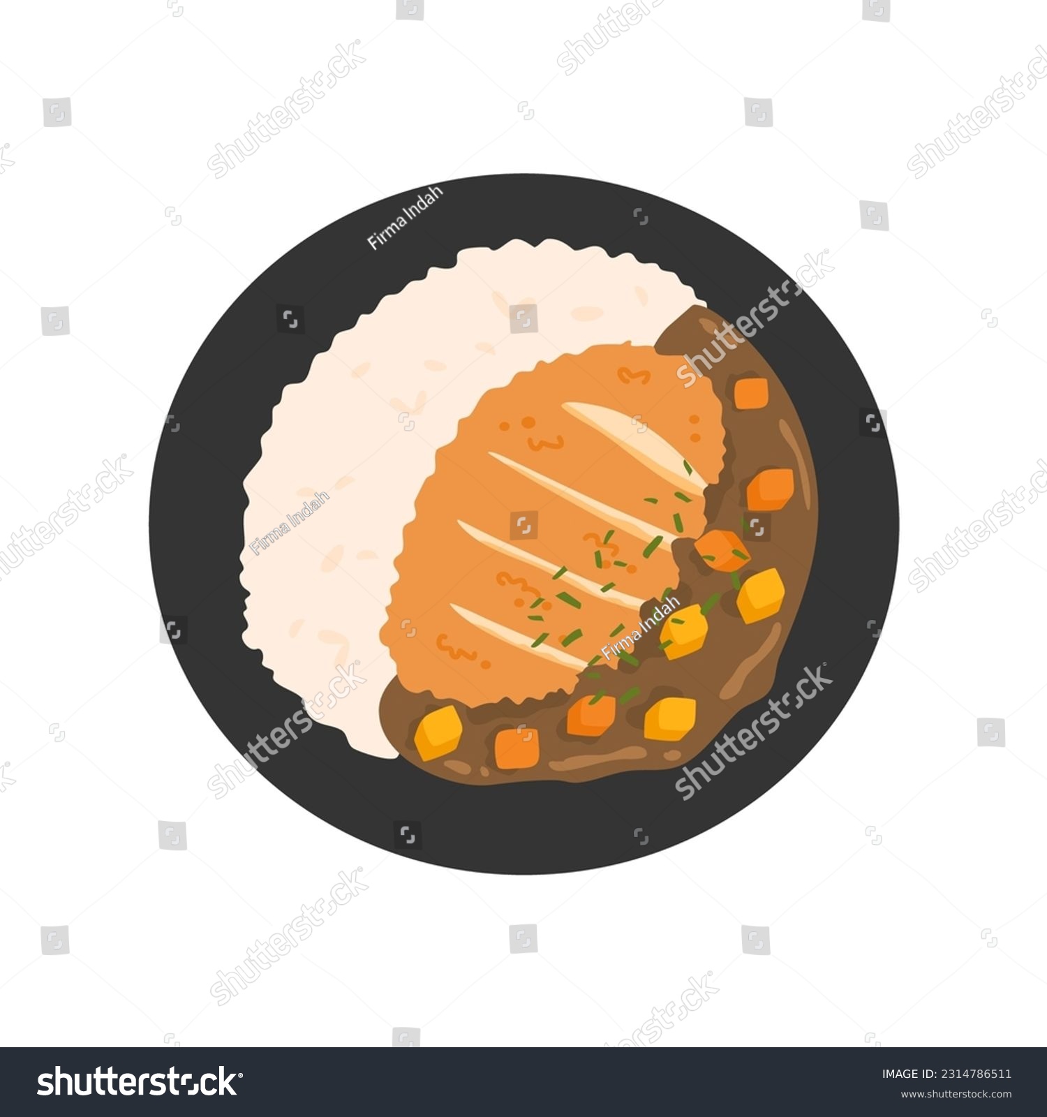 SVG of Japanese katsu Curry With Chicken Cutlet svg