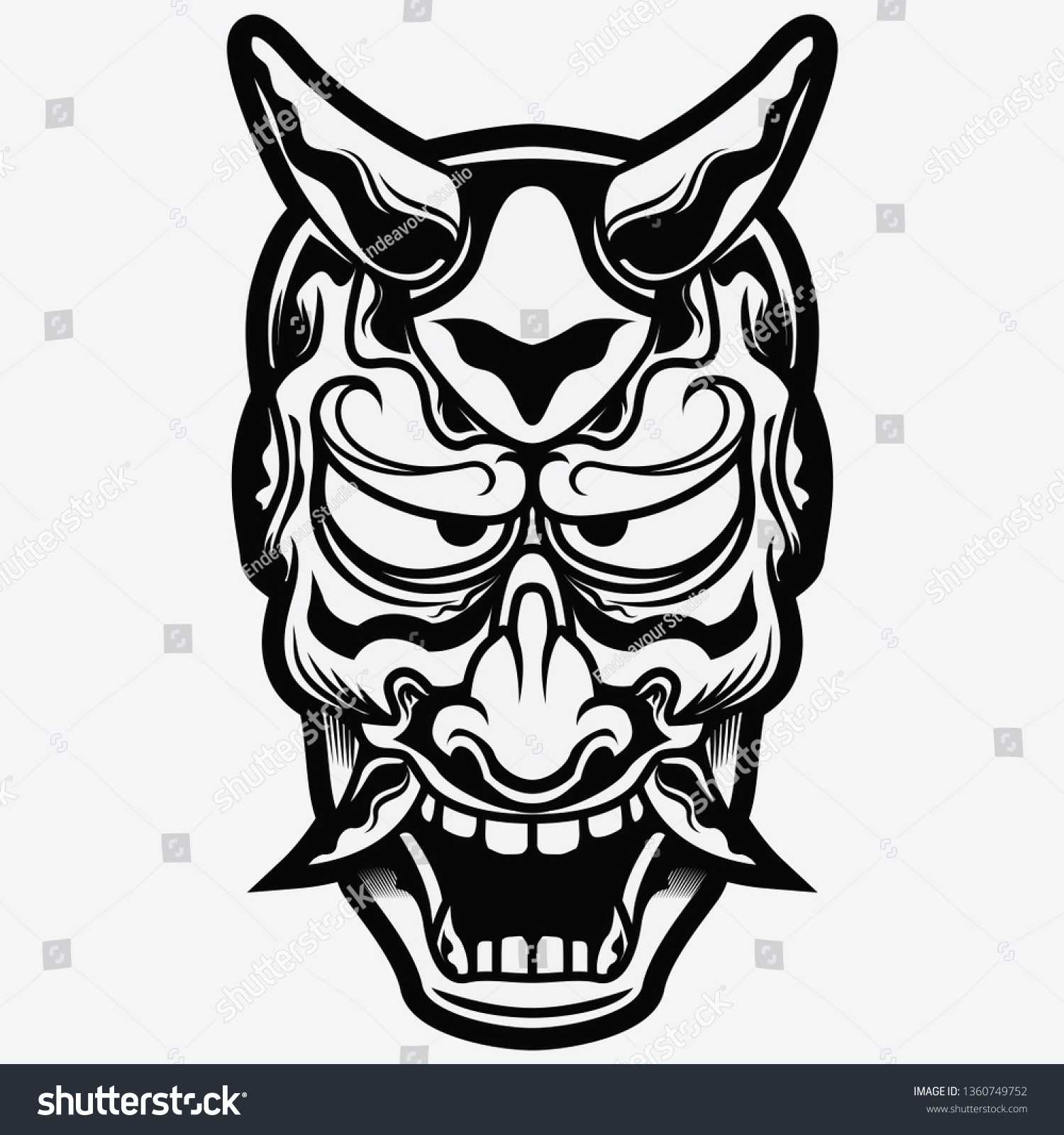 Japanese Oni Drawing Japanese Mask Demon Stock Vector (Royalty Free ...