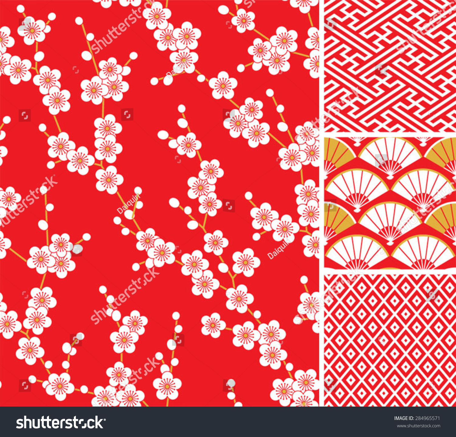 Japanese Pattern Set Seamless Vector Ornaments Stock Vector 284965571 ...