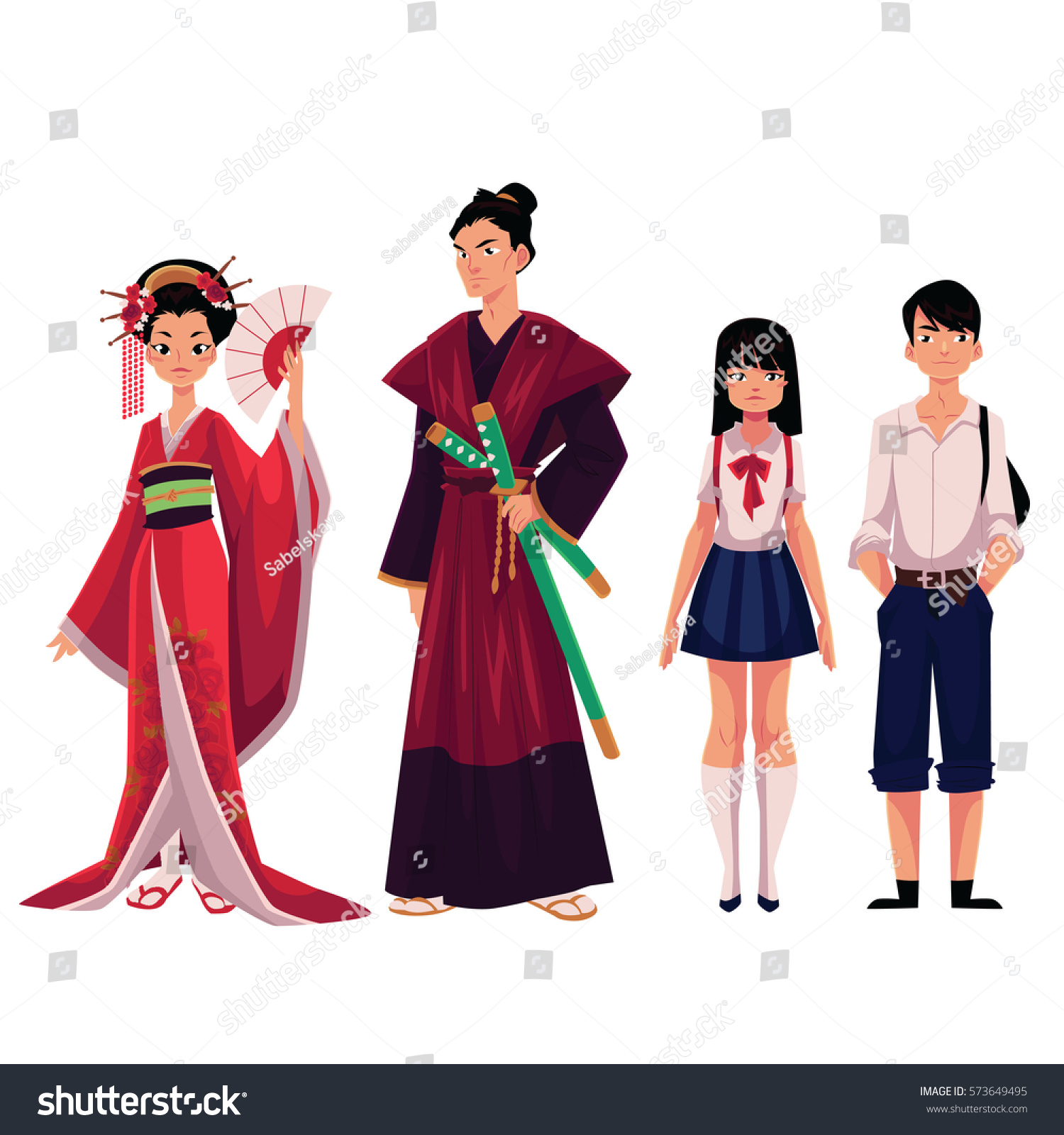 japanese people geisha samurai historical costumes stock japanese people geisha samurai historical costumes stock