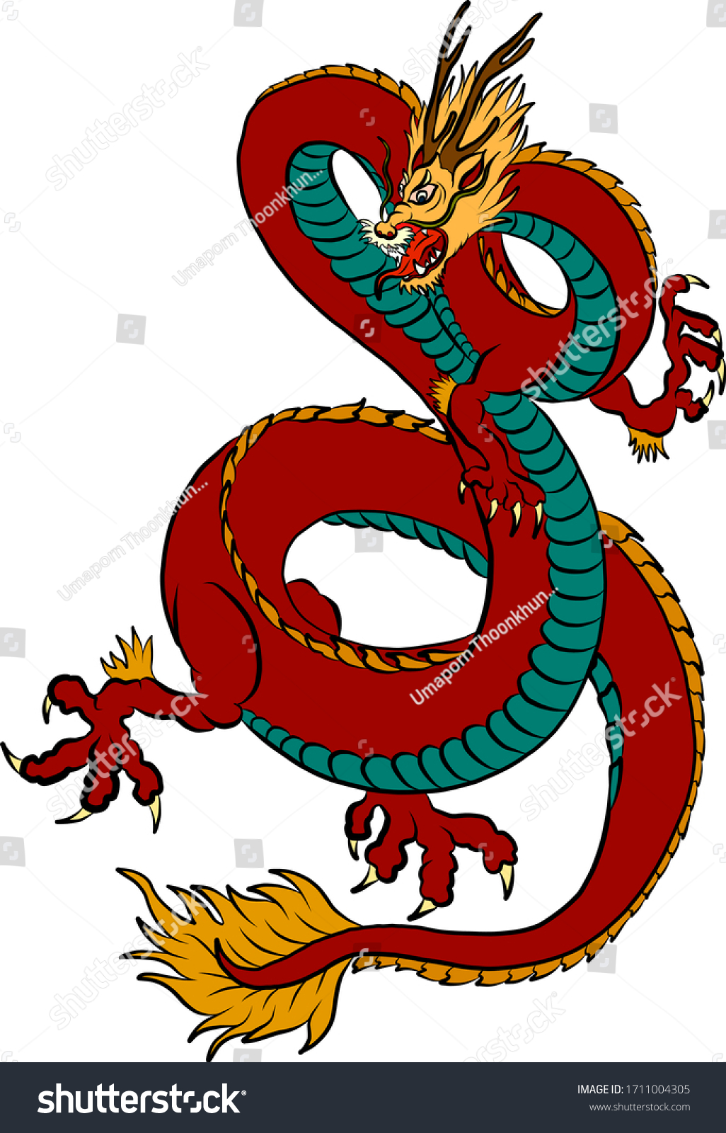 Japanese Red Dragon Tattoodragon On Red Stock Vector (Royalty Free ...