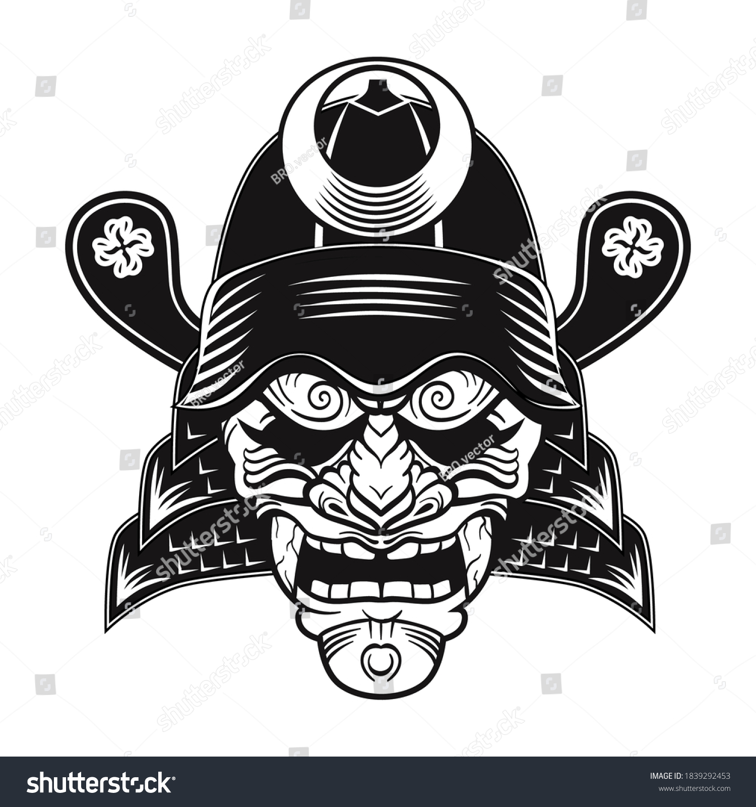 Japanese Samurai Black Mask Flat Image Stock Vector (Royalty Free ...