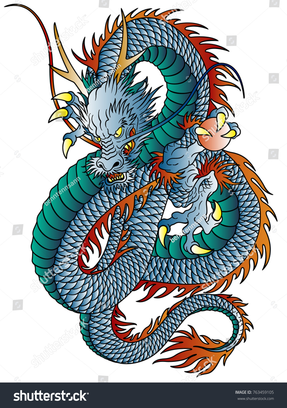 Download Japanese Style Dragon Illustration I Designed Stock Vector Royalty Free 763459105