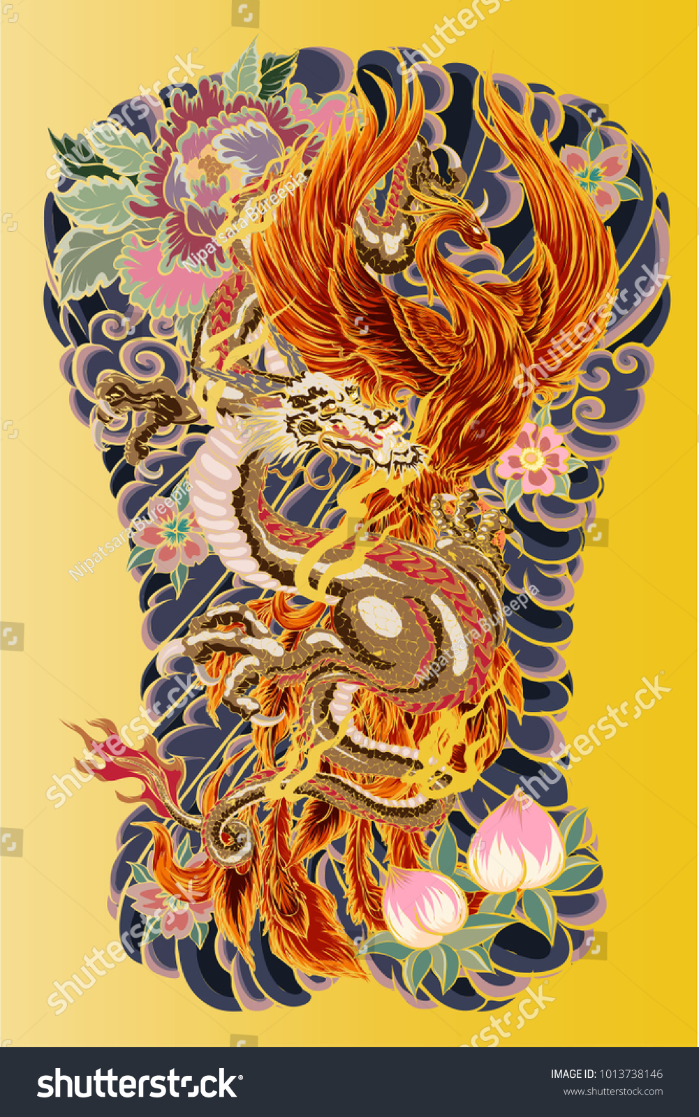 Japanese Tattoo Design Full Back Body Stock Vector (Royalty Free ...