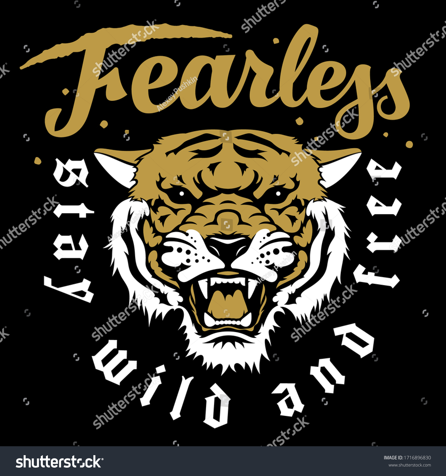 Japanese Tiger Vector Illustration Trendy Slogan Stock Vector (Royalty ...