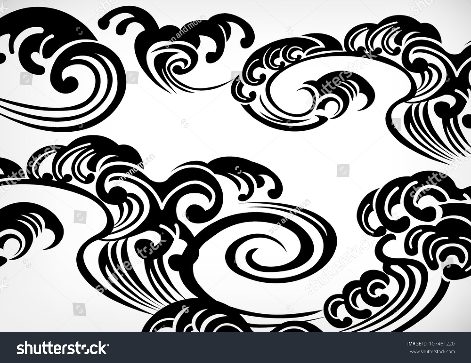 Japanese Tribal Pattern Wave Stock Vector 107461220 - Shutterstock